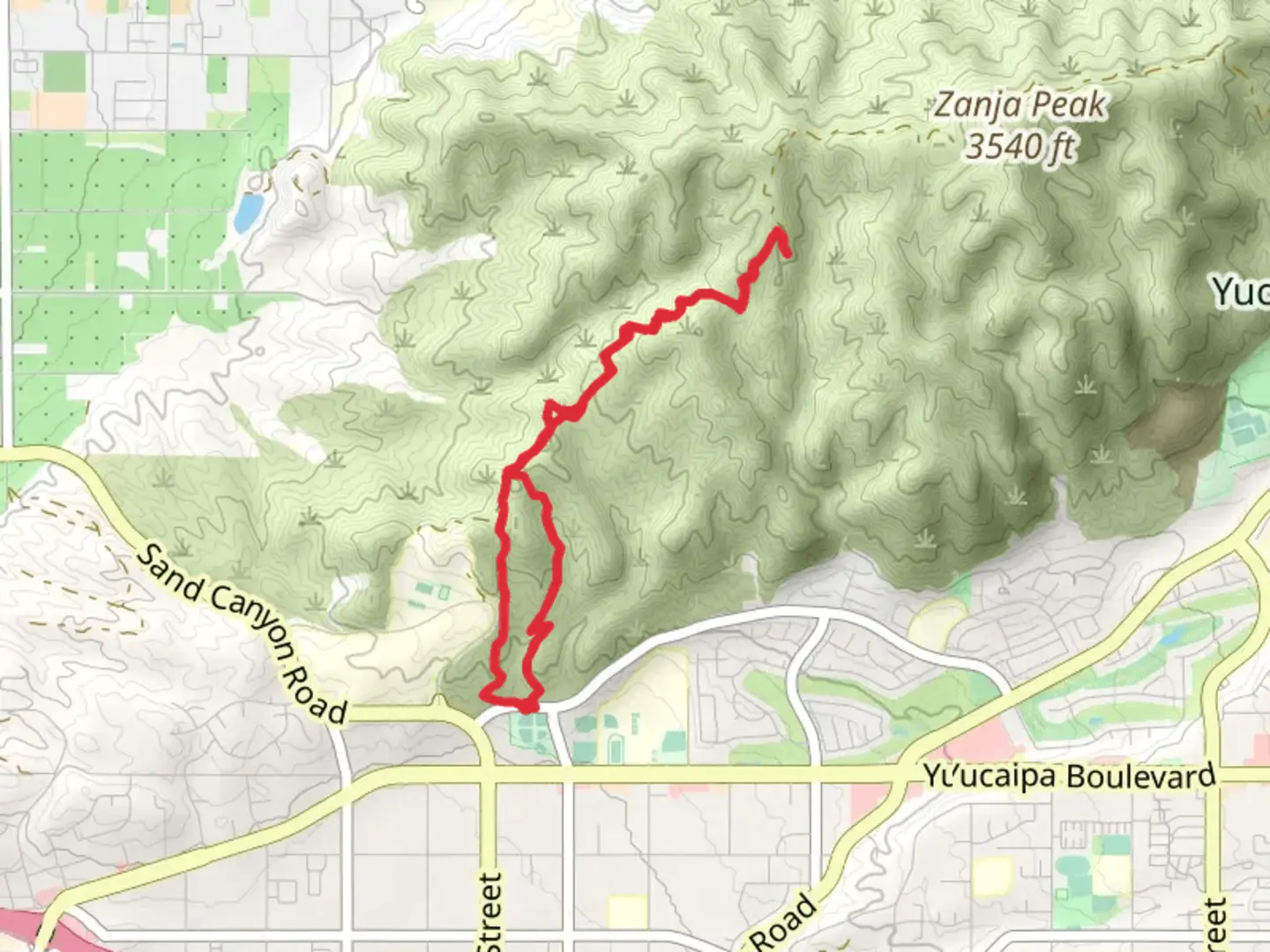 An image depicting the trail Thunderbird, Crafton Hills Ridge and Three Hawks Loop Trail and its surrounding area.
