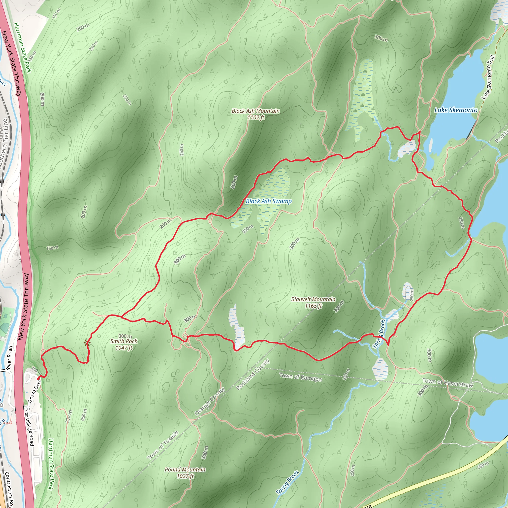 Lake Sebago and Lake Skemonto Loop via Tuxedo Mt Ivy Trail mobile static map