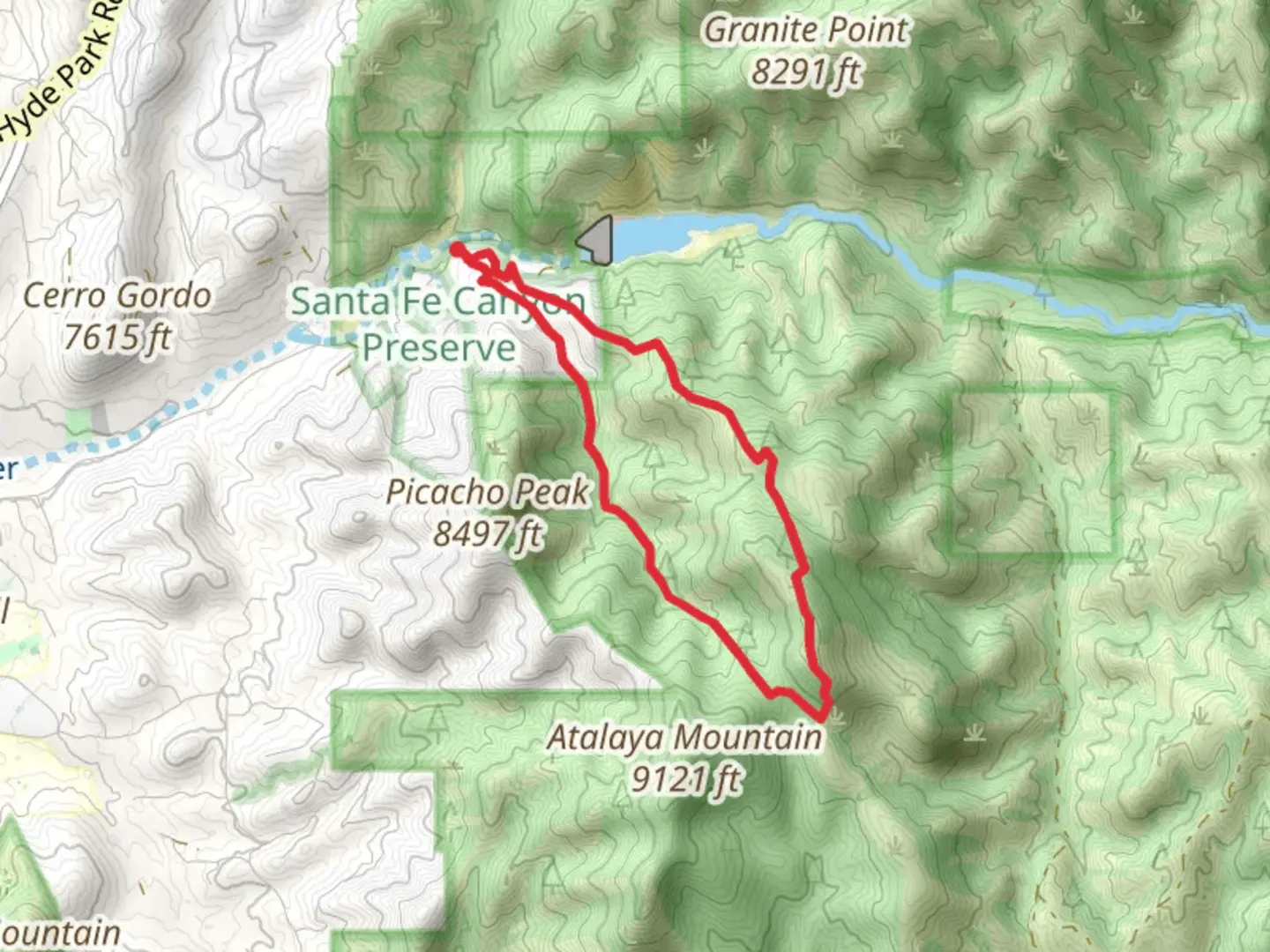An image depicting the trail Bear Canyon Trail and Cut-off Loop and its surrounding area.