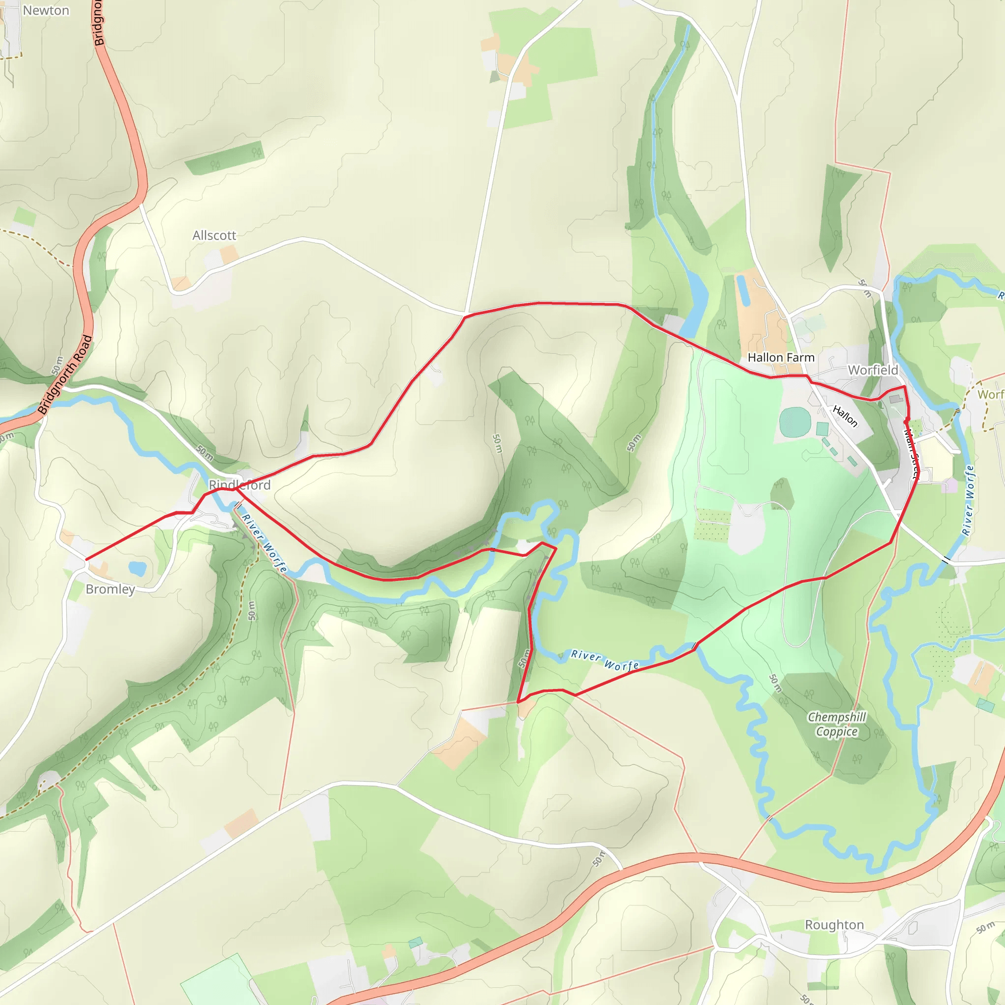 Worfield Loop mobile static map