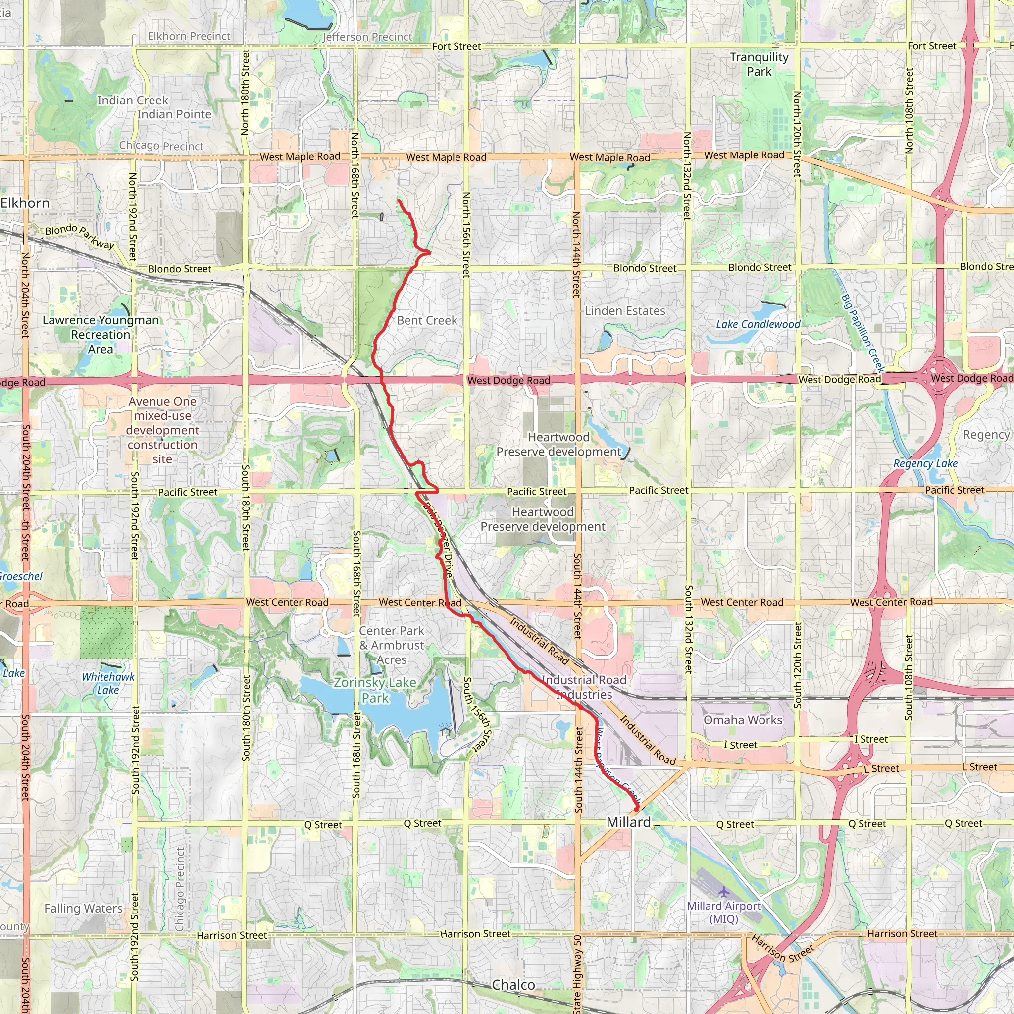 West Papio Trail mobile static map