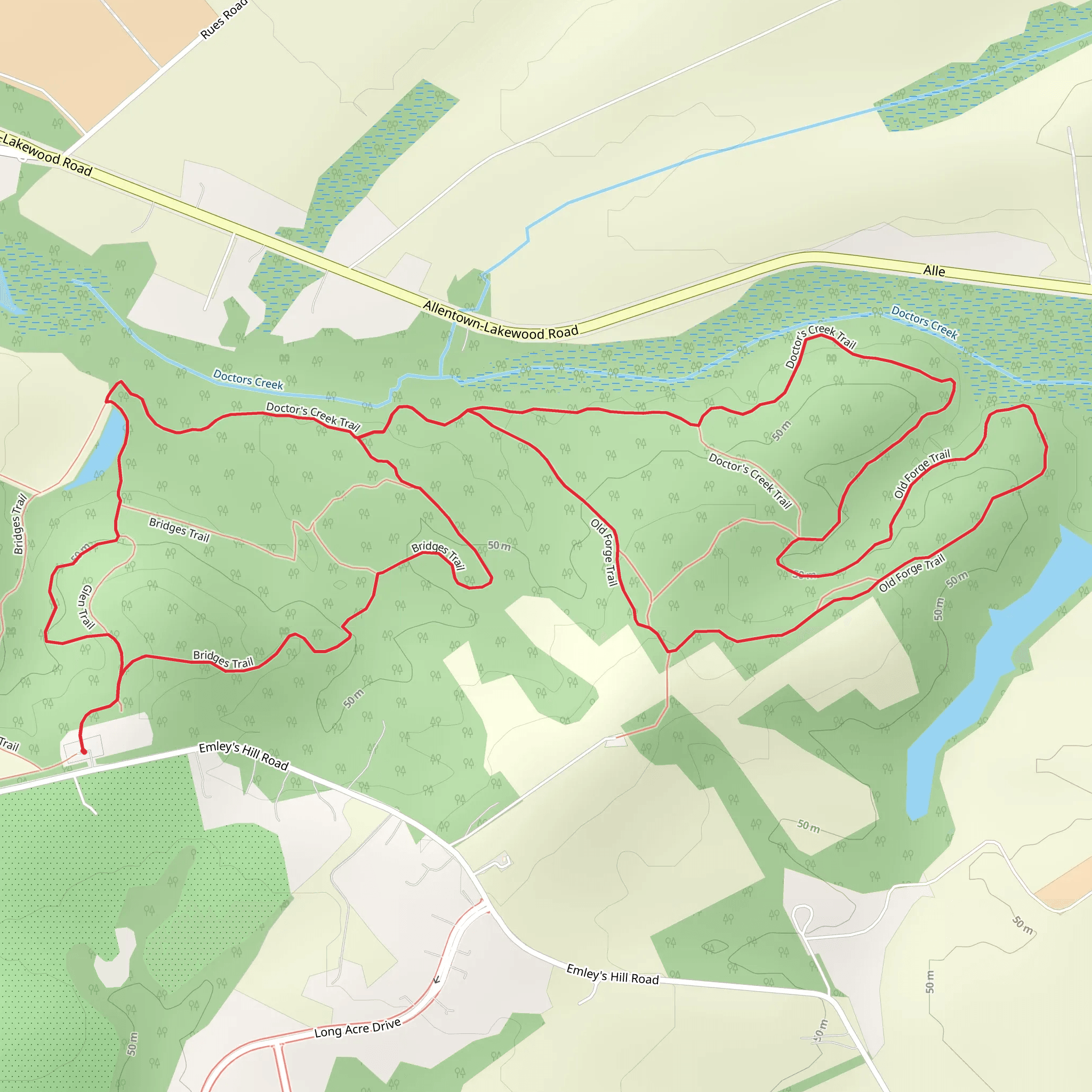 Doctors Creek and Old Forge Loop Trail mobile static map
