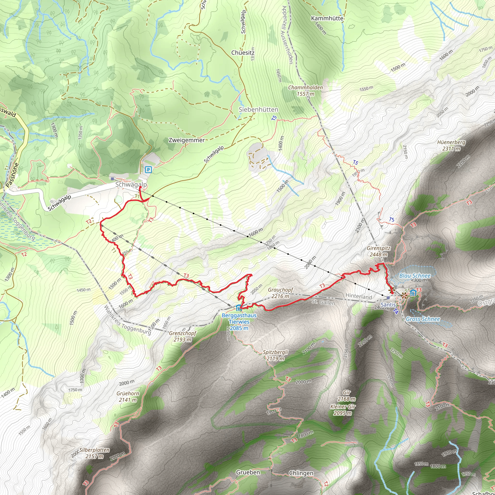Schwägalp to Säntis mobile static map