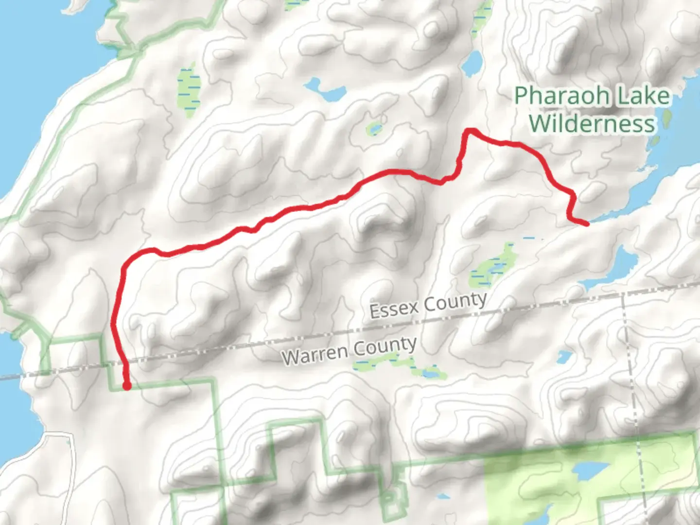 An image depicting the trail Pharoah Lake via Sucker Brook Trail and its surrounding area.