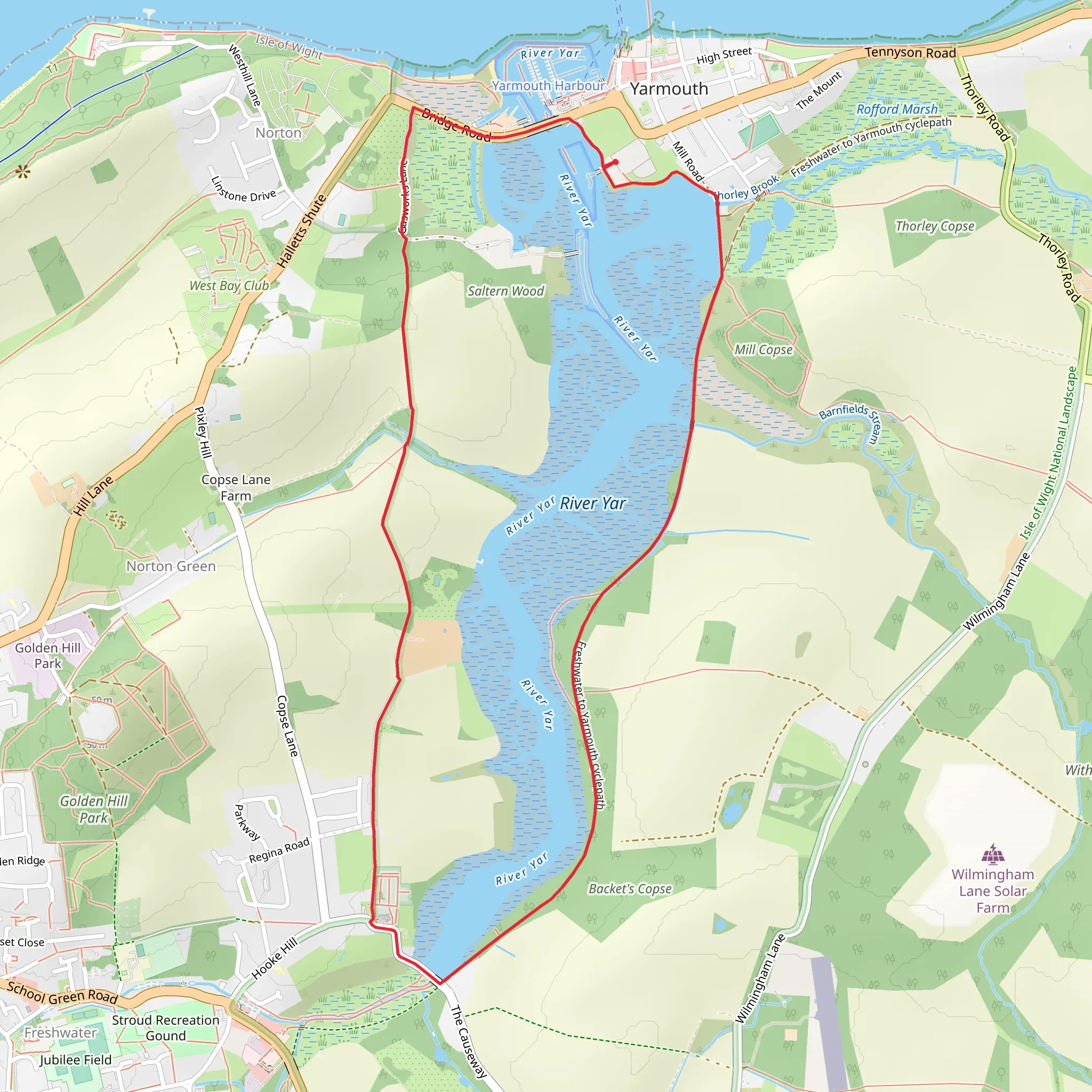 Yar Bridge and Freshwater Way mobile static map