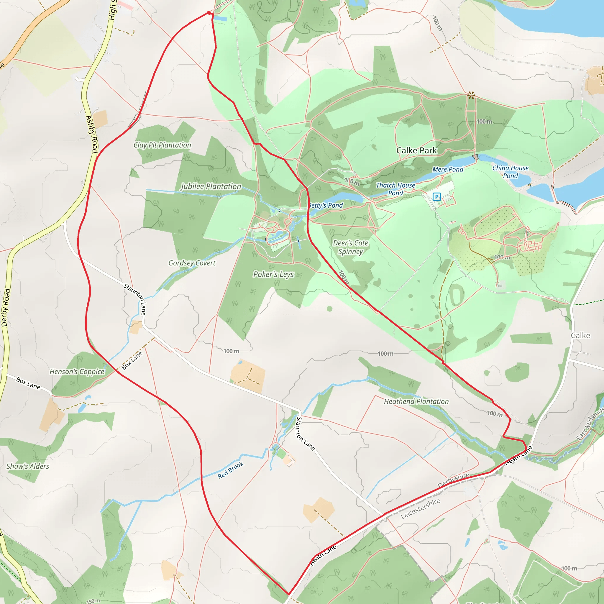 Junbilee Plantation and Poker's Leys Loop mobile static map