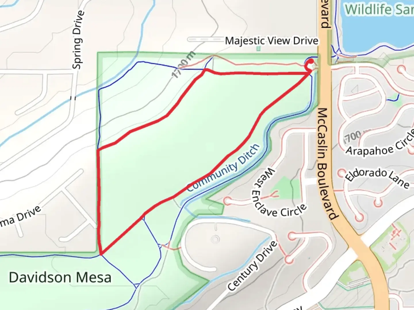 An image depicting the trail Davisdon Mesa Loop Trail and its surrounding area.
