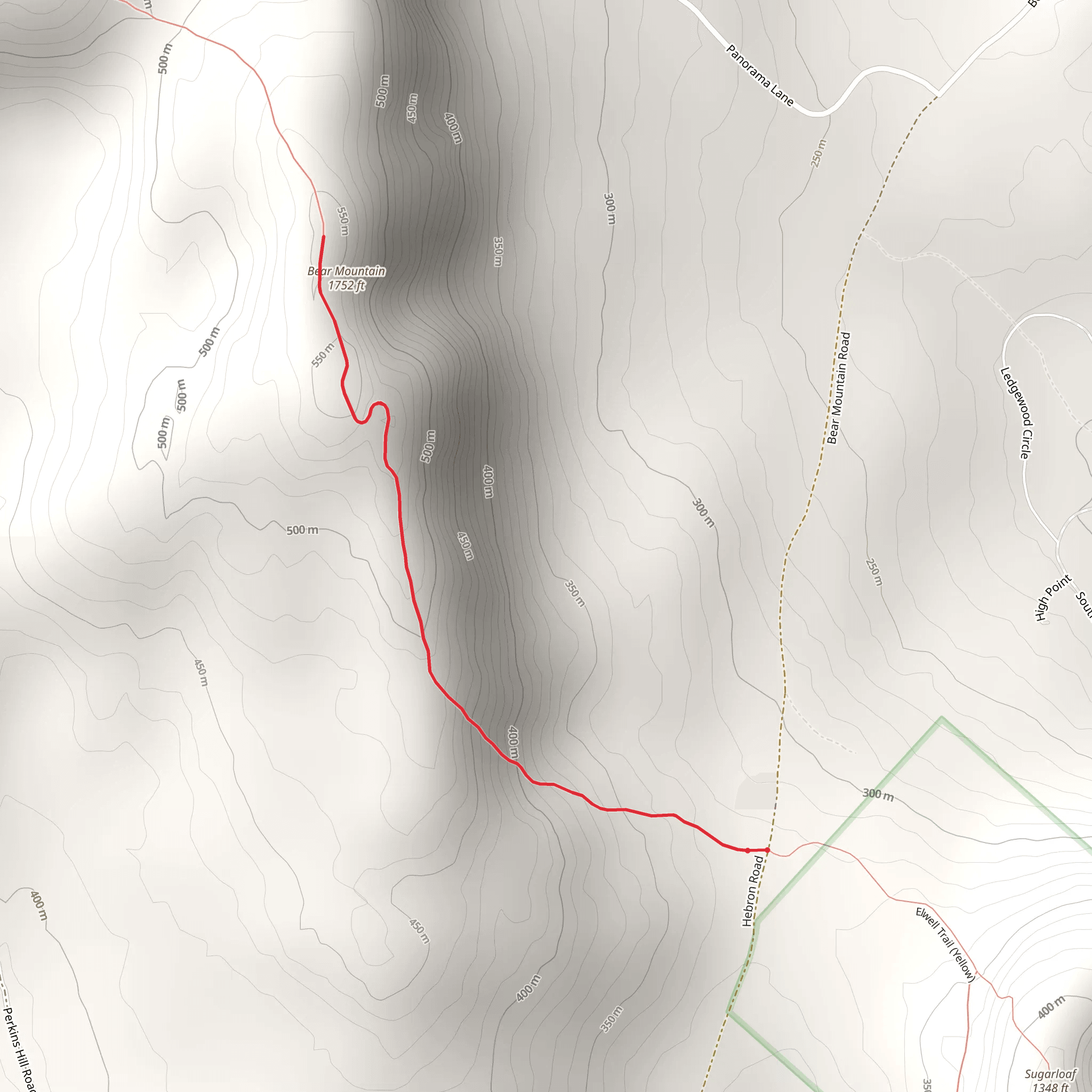 Bear Mountain Trail via Hebron Road mobile static map