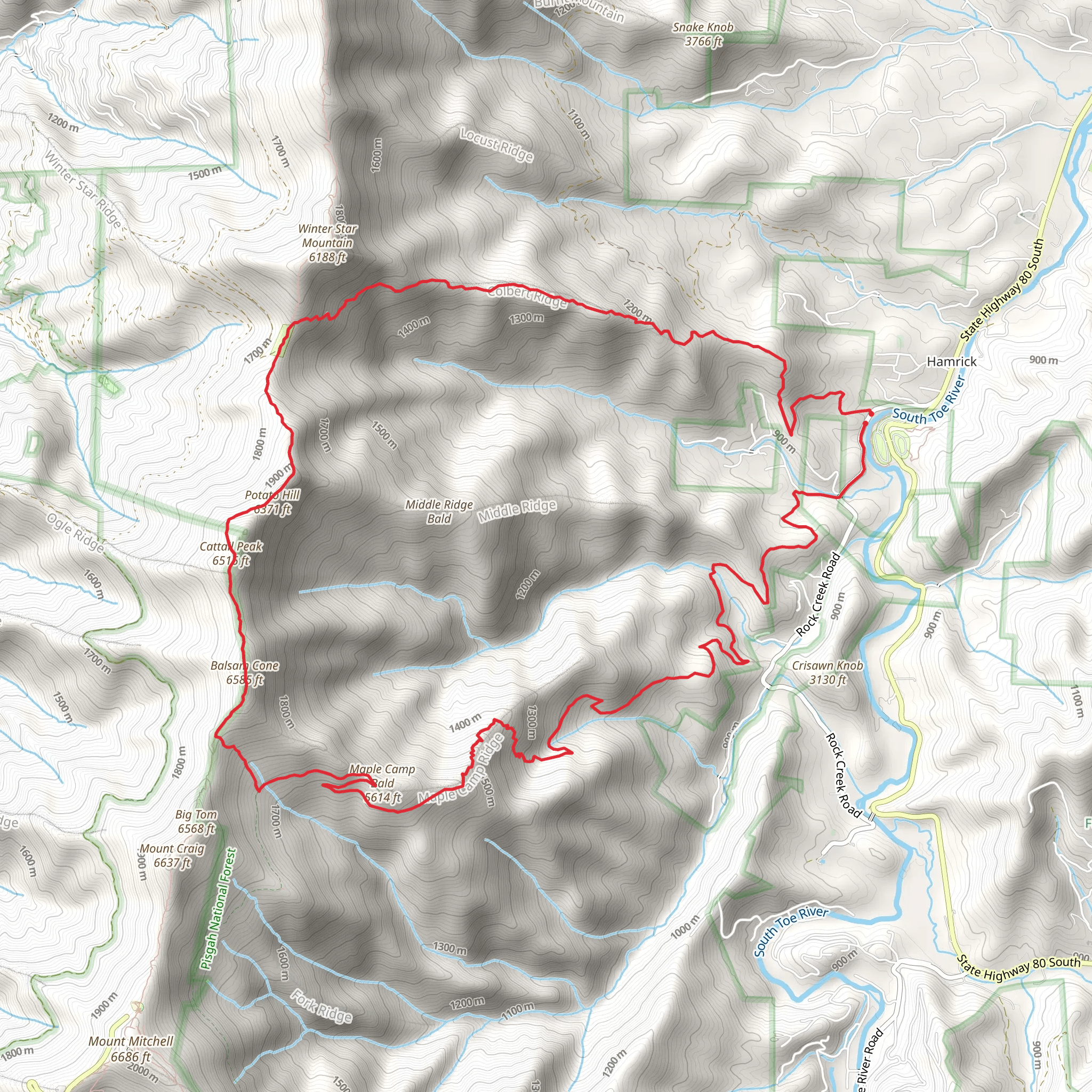 Colbert Ridge, Deep Gap, Cattail Peak and Buncombe Horse Loop Trail mobile static map