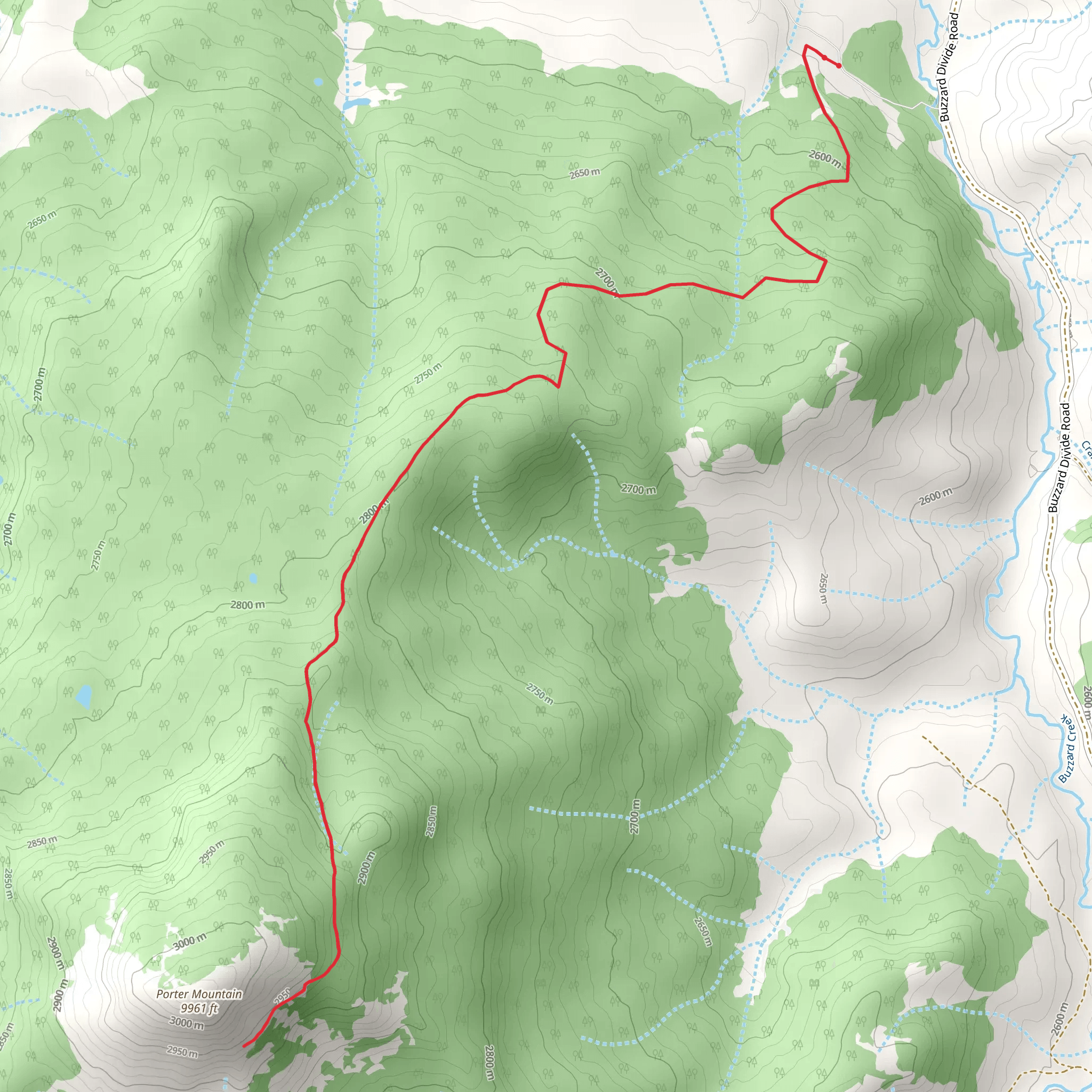 Porter Mountain Trail mobile static map