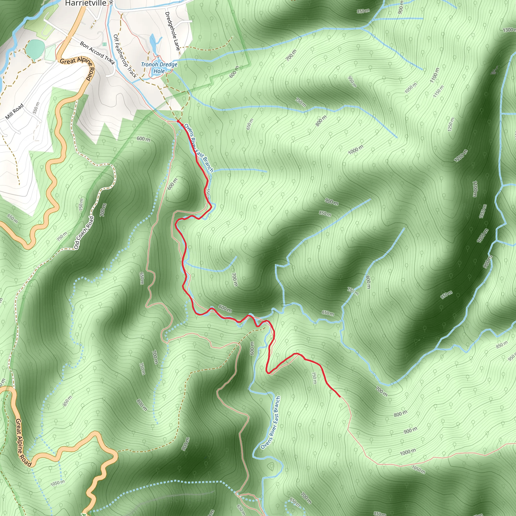 East Ovens River Track mobile static map