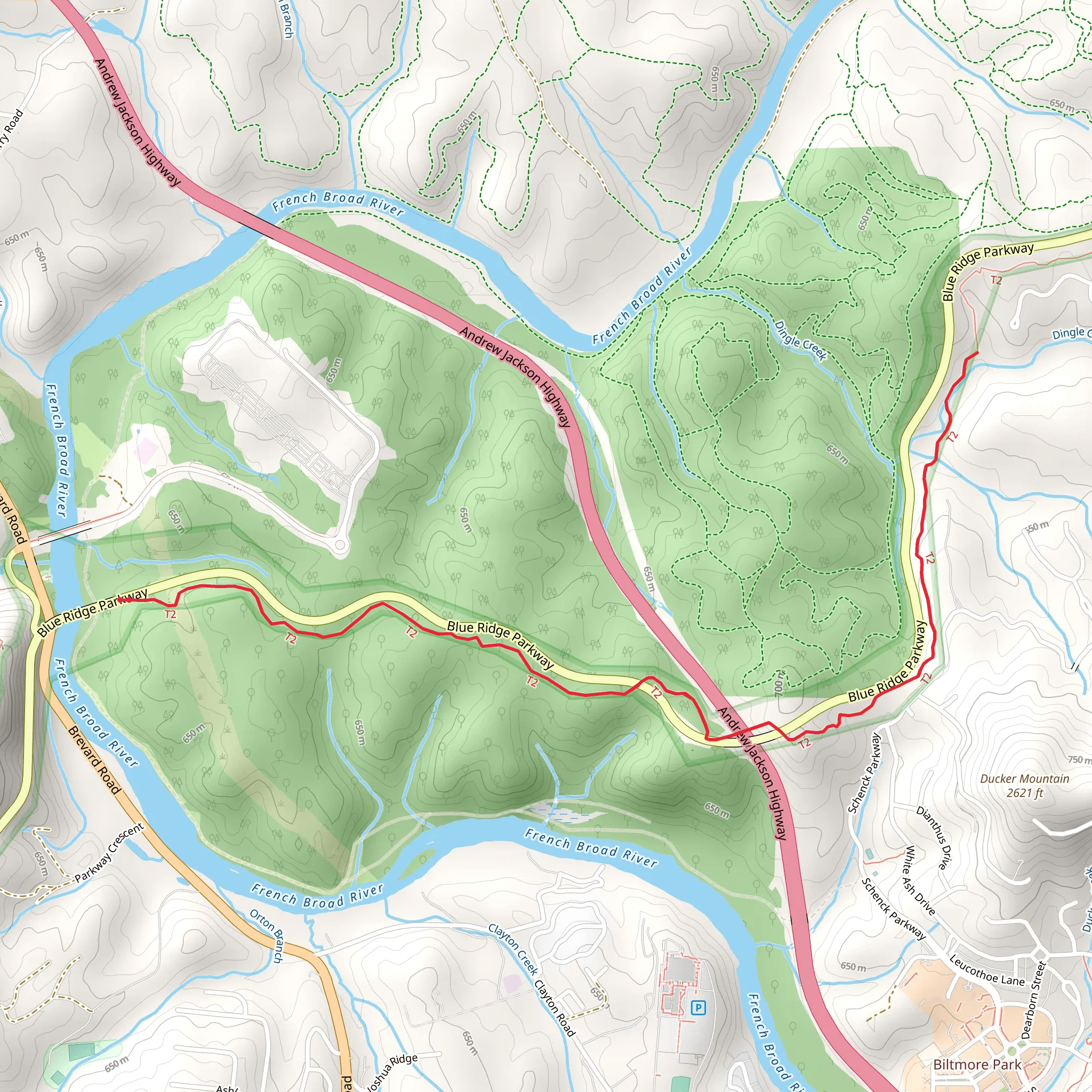 Blue Ridge Parkway mobile static map