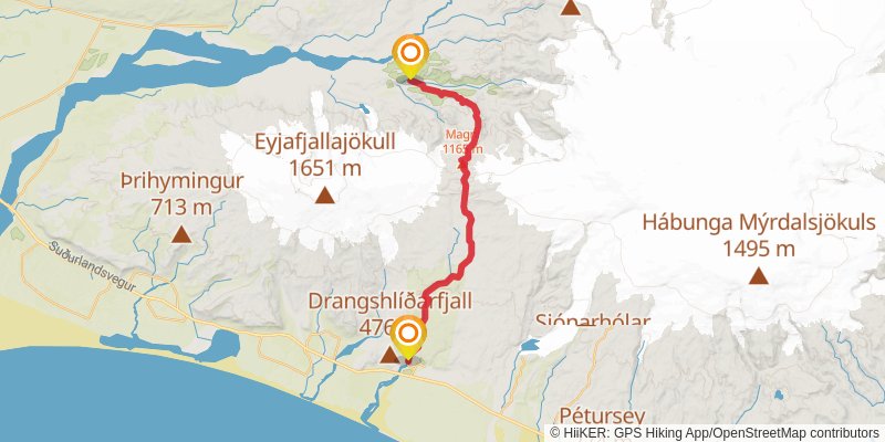 Rjùpnavellir to Skògar stage 7 Map
