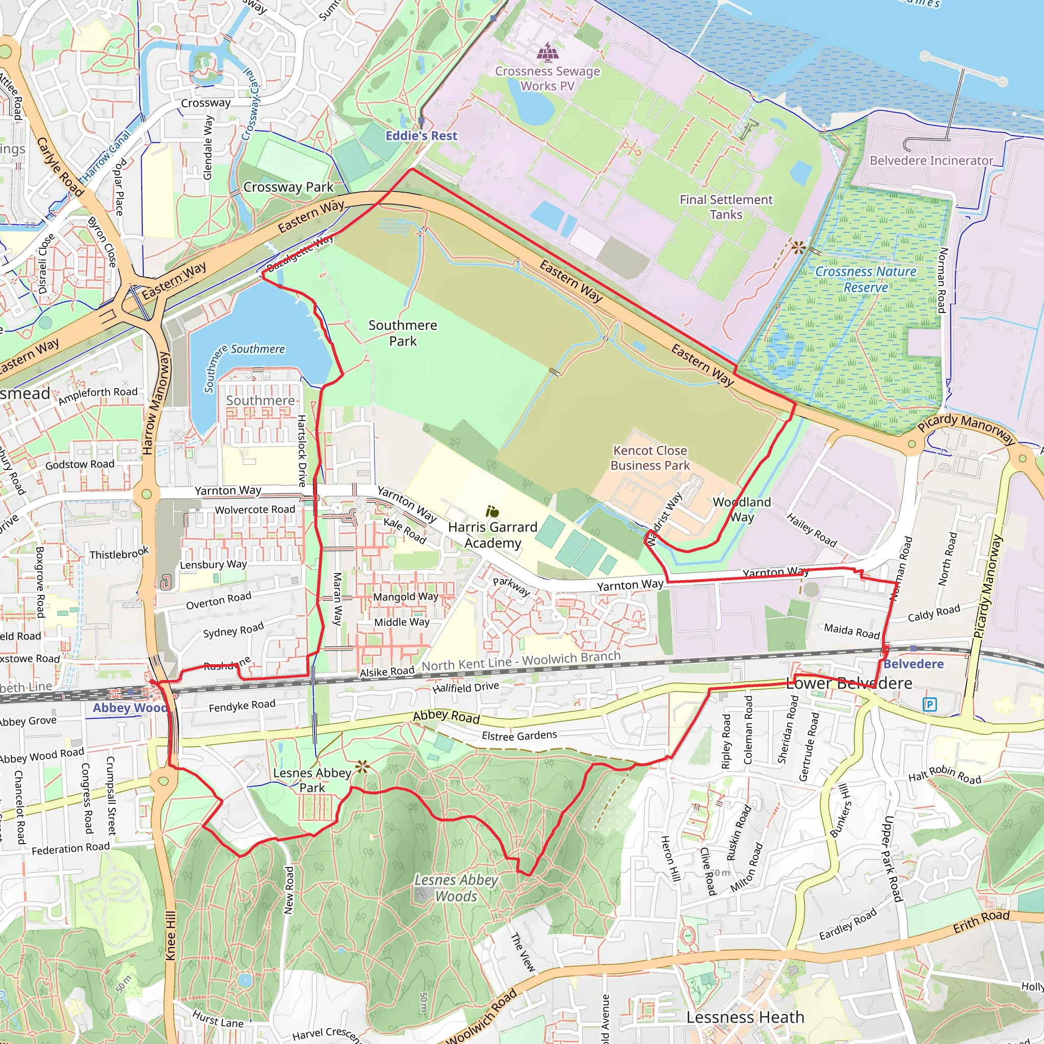Abbey Wood Loop Walk mobile static map