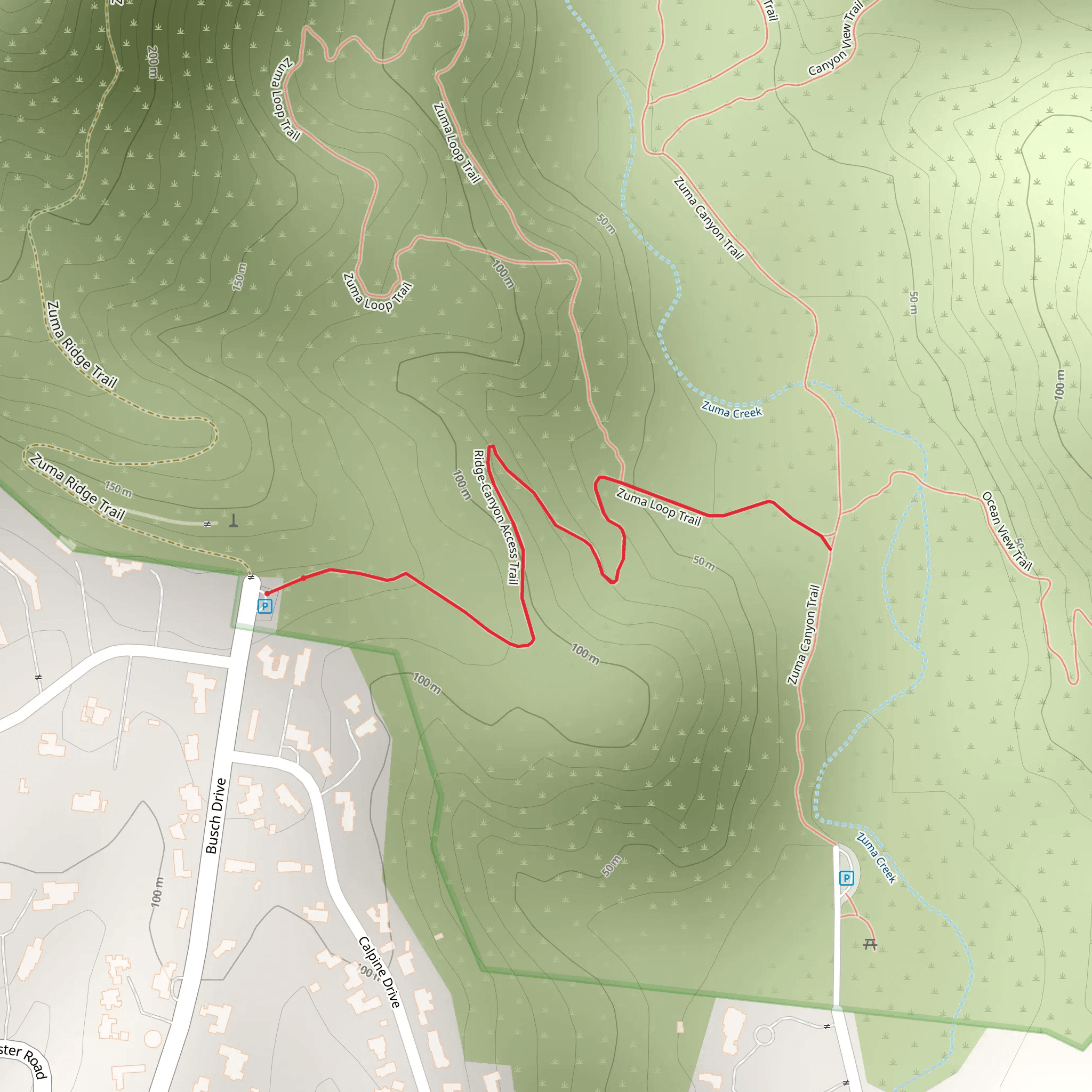 Ridge Canyon Access Trail mobile static map