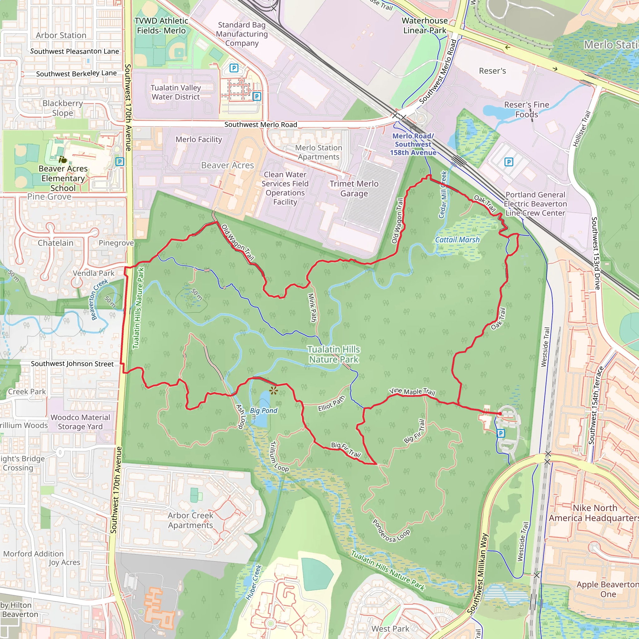 Oak, Old Wagon and Big Fir Loop Trail mobile static map