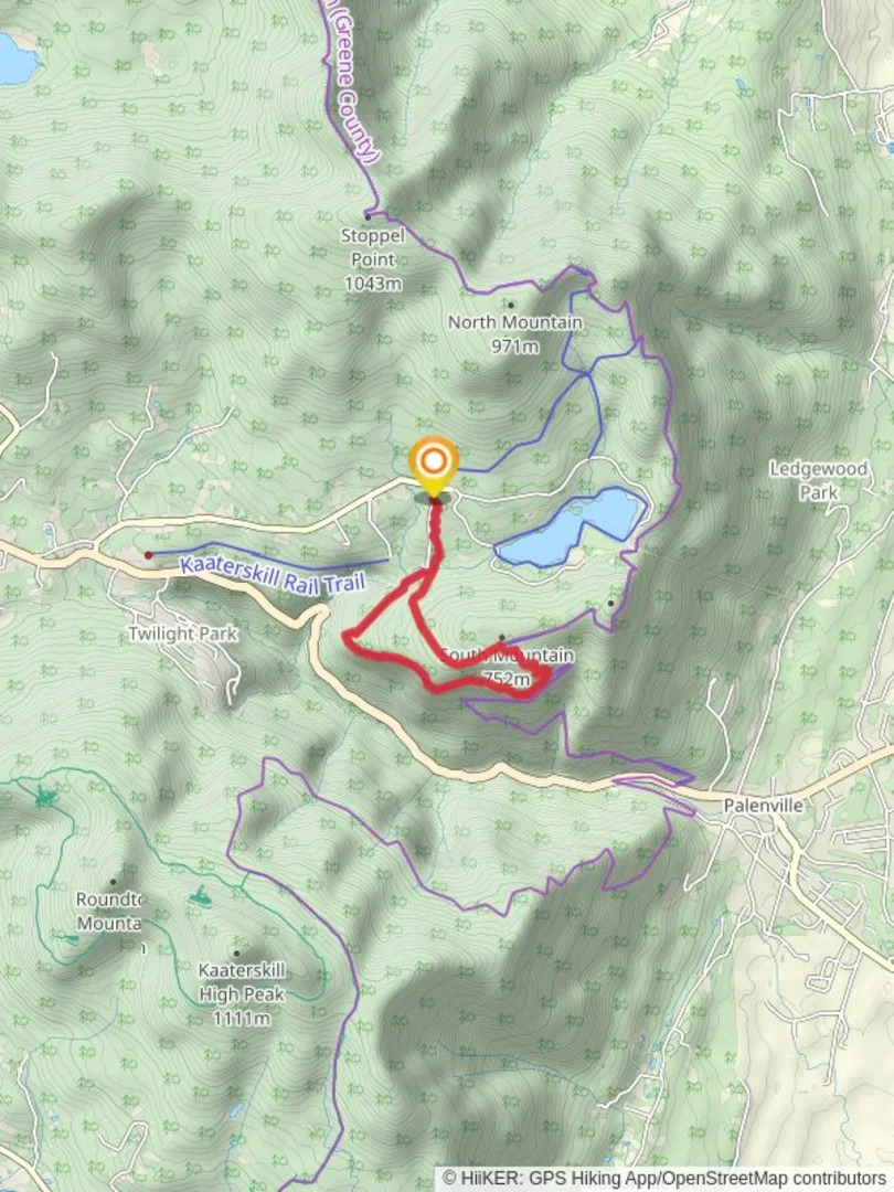 An image depicting the trail South Mountain Loop via Escarpment Trail Loop and its surrounding area.