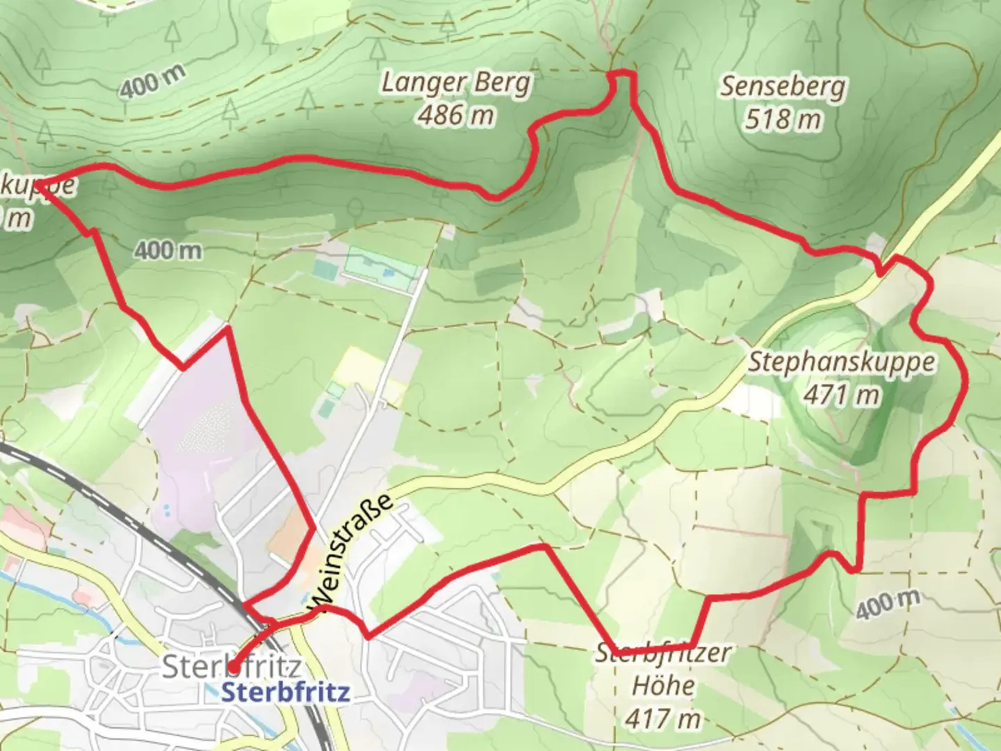 An image depicting the trail Sterbfritz Rundweg 1 and its surrounding area.