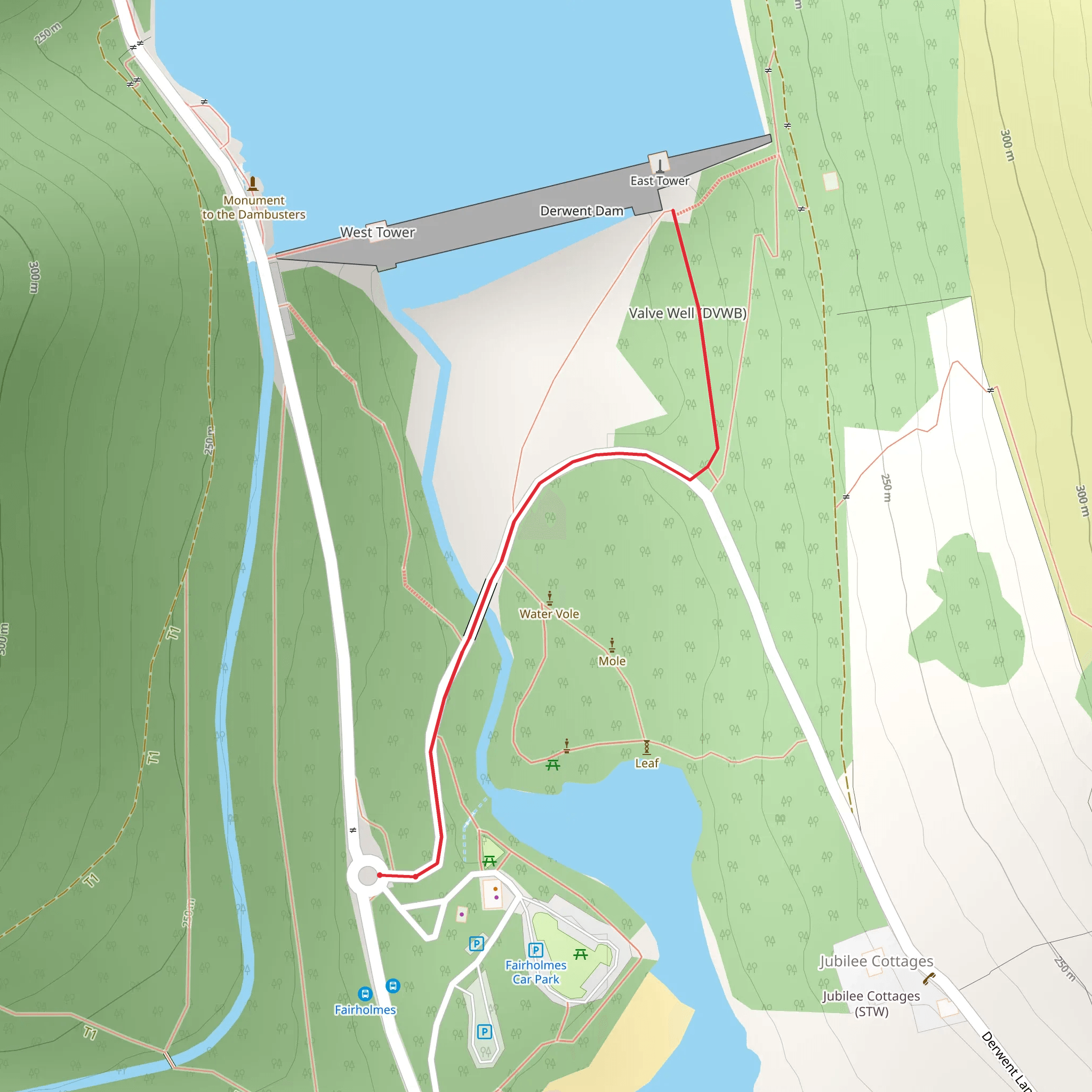 Derwent Dam Walk from Ladybower Reservoir mobile static map