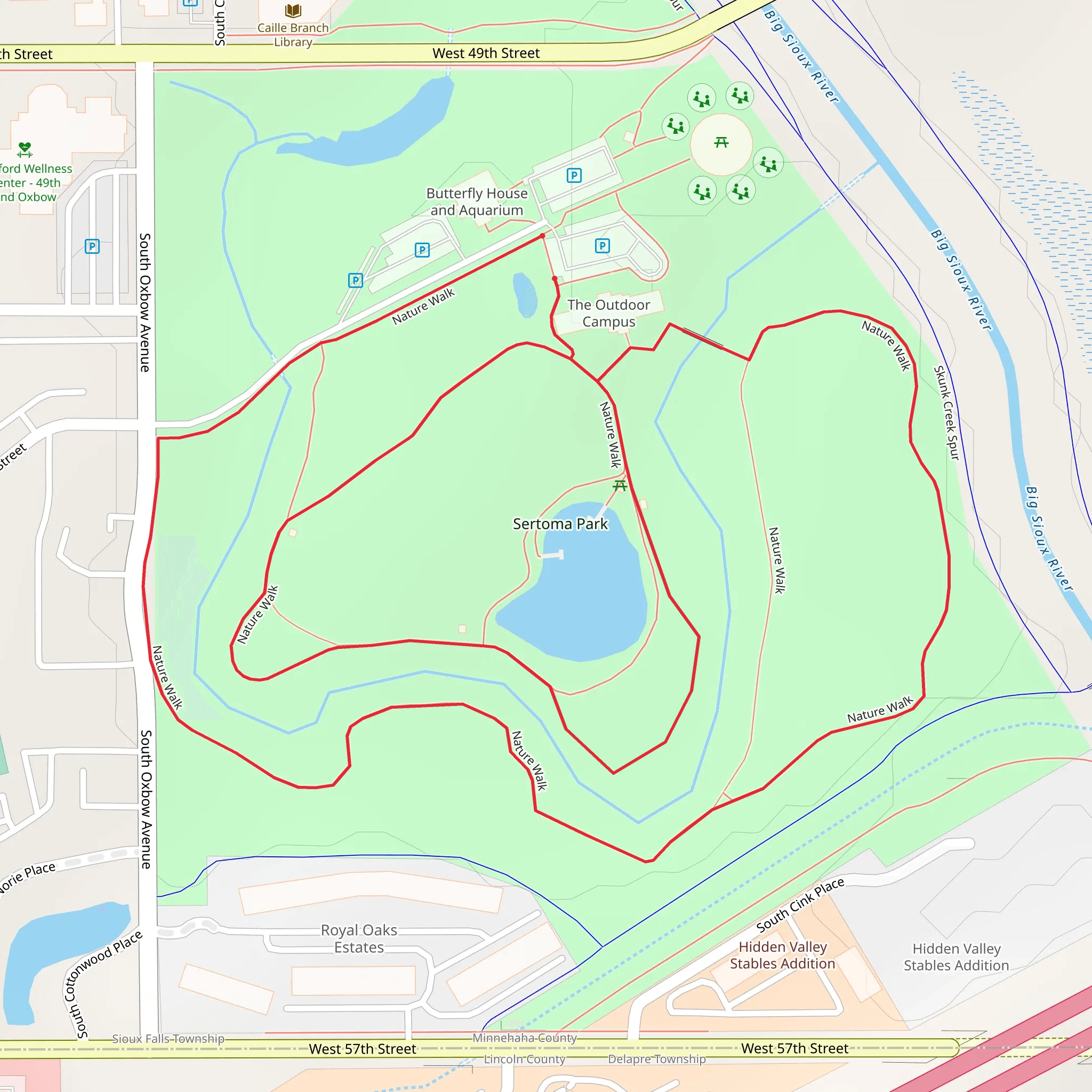 Sertoma Park Loop via Nature Walk mobile static map