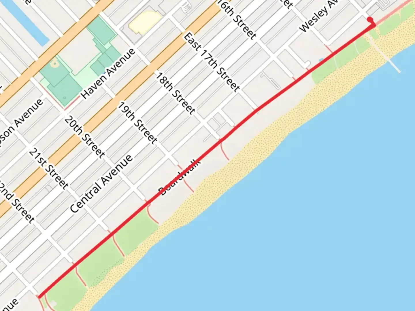An image depicting the trail Boardwalk - SHort from Ocean Avenue and its surrounding area.