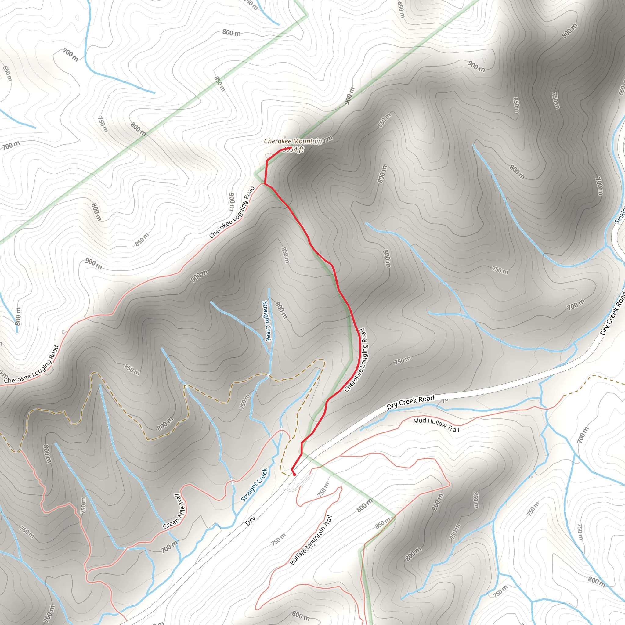 Cherokee Mountain via Cherokee Logging Road mobile static map