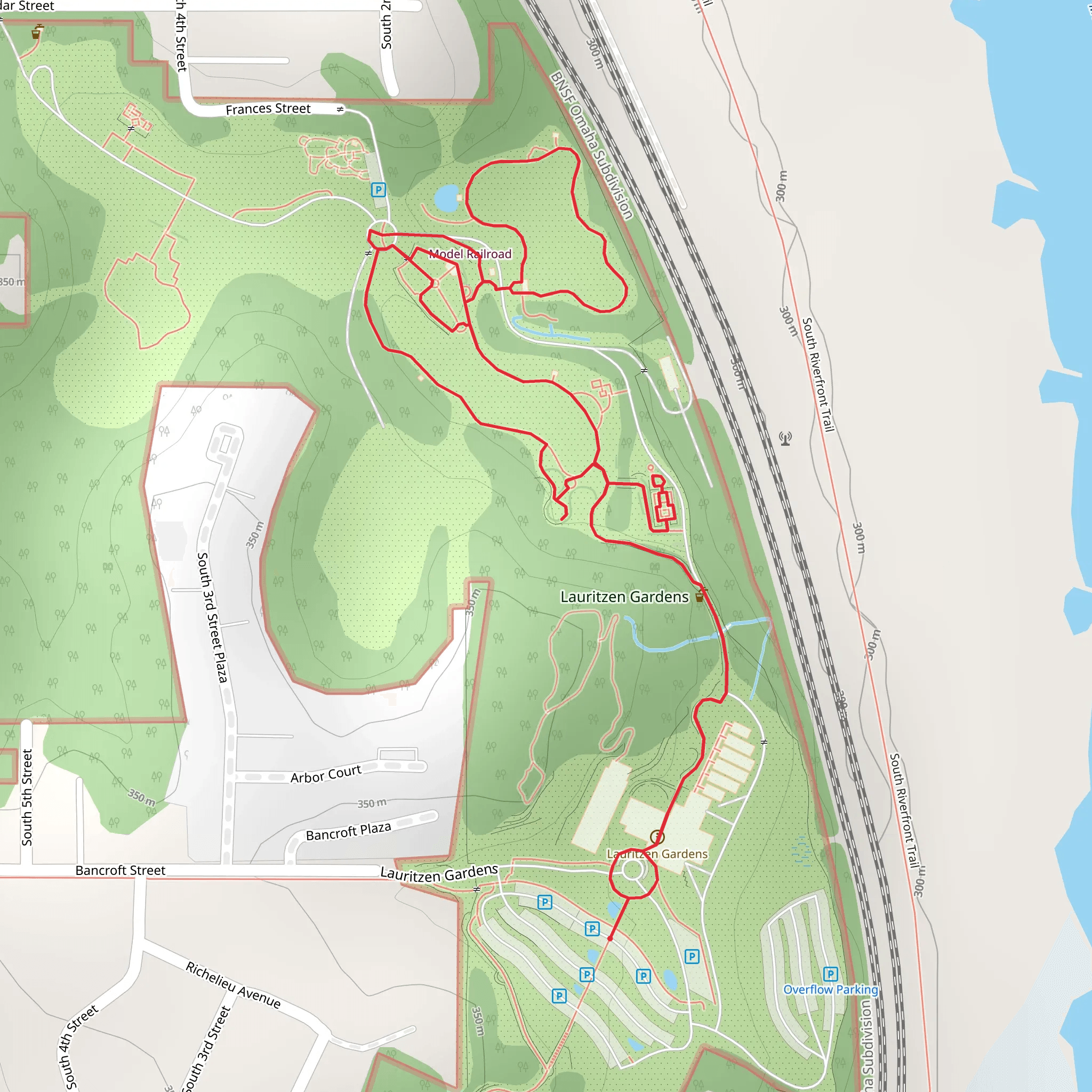 Lauritzen Gardens Loop mobile static map