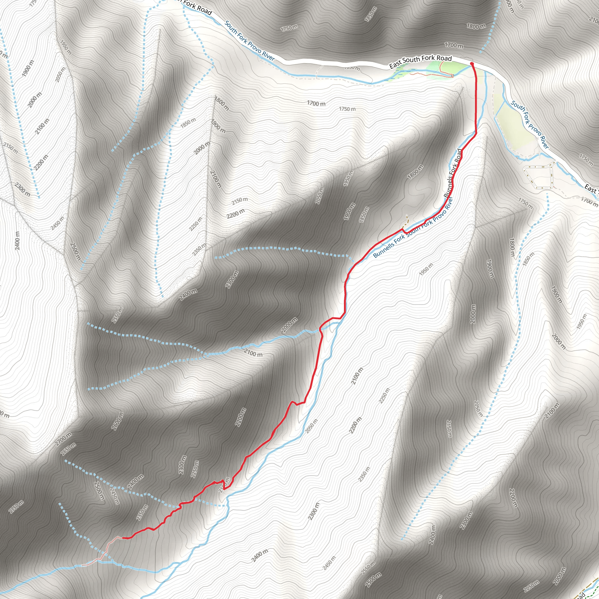 Bunnels Fork Trail mobile static map