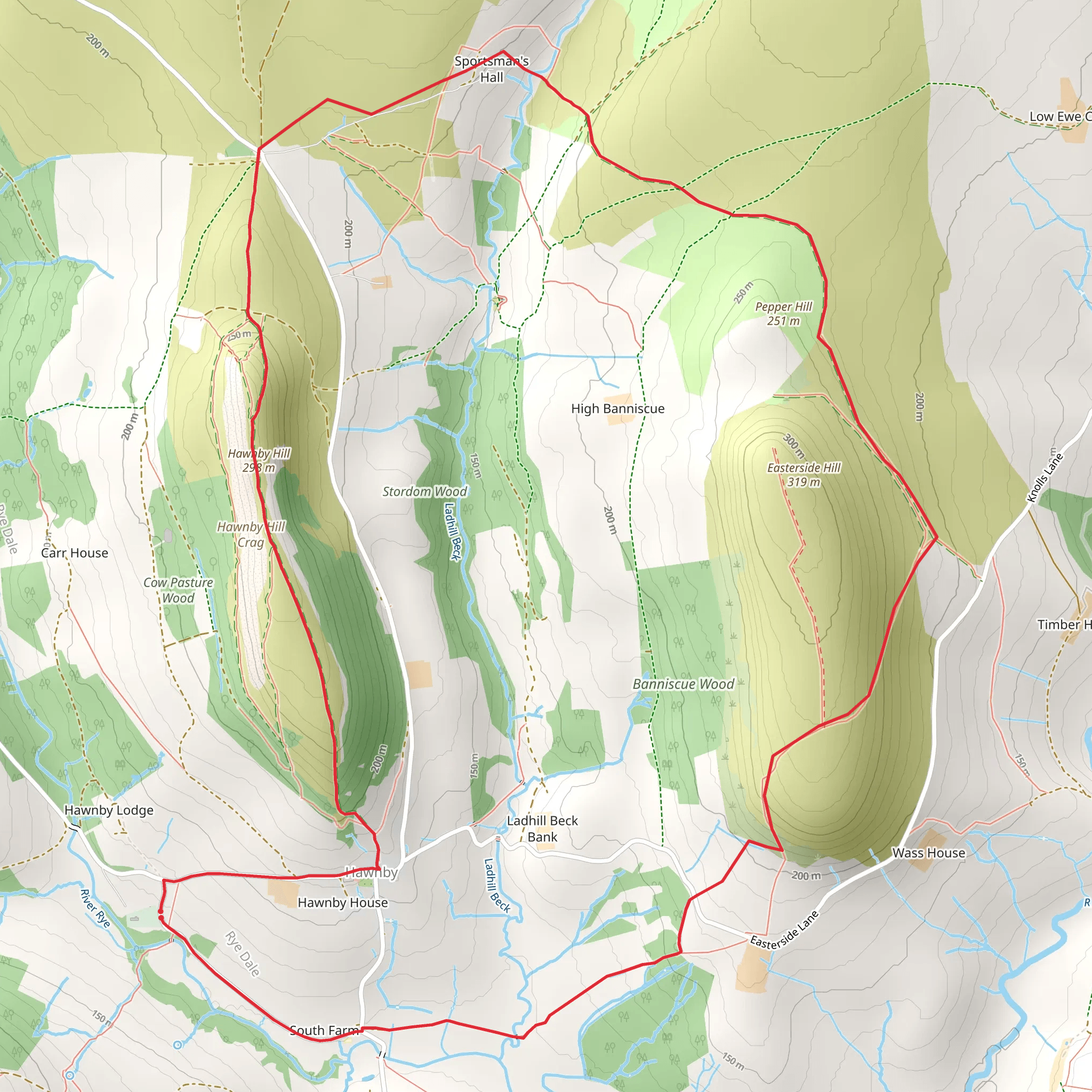 Hawnby - Easterside Hill - Hawnby Moor and Hawnby Hill mobile static map
