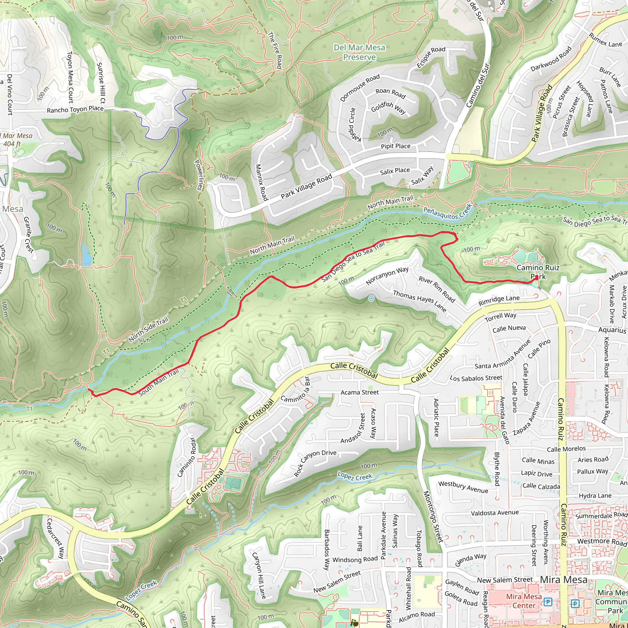 Camino Ruiz and San Diego Sea to Sea Trail mobile static map