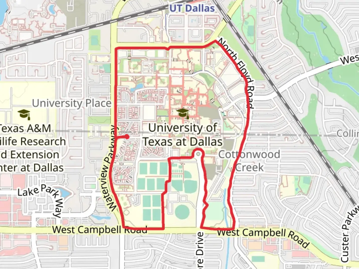 An image depicting the trail University Parkway Loop Trail and its surrounding area.