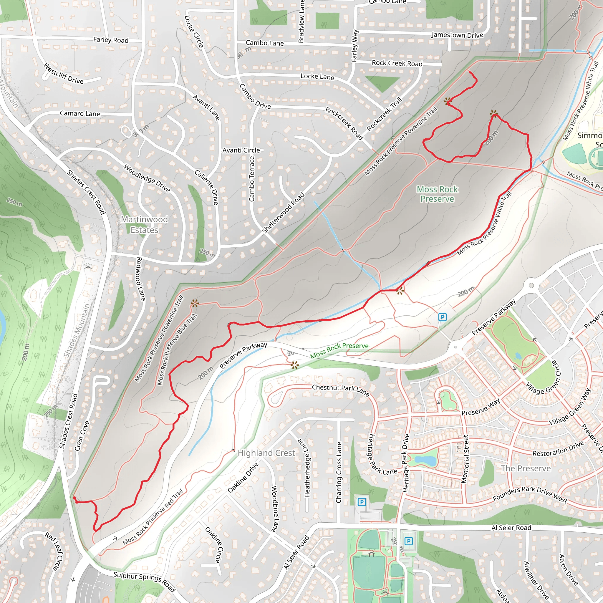 Moss Rock Preserve White Trail mobile static map
