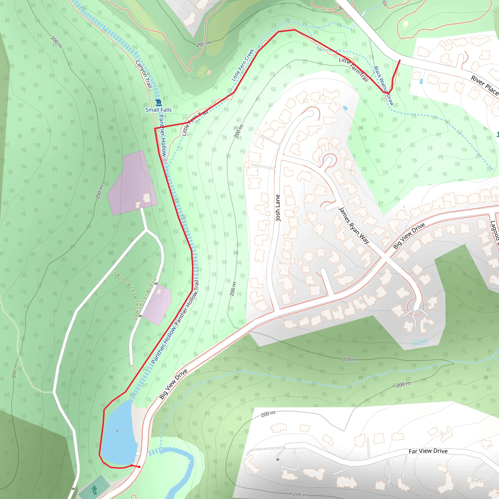 Panther Hollow and Little Fern Trail mobile static map