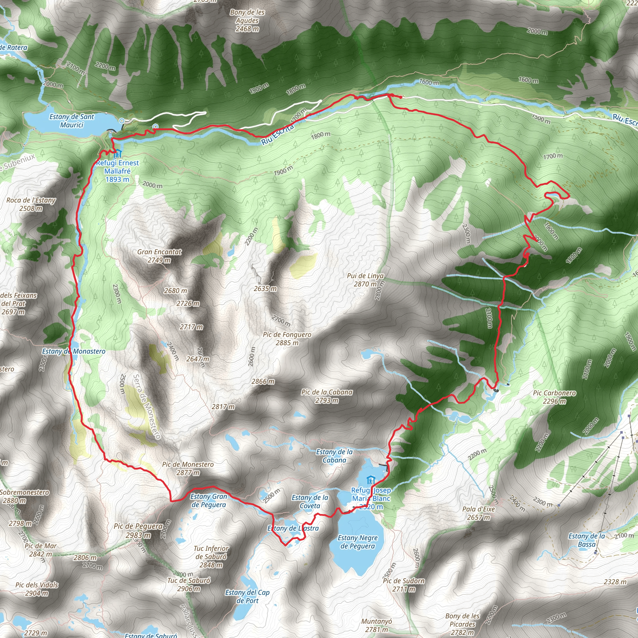 Pic de Peguera and Camí de L'Estany Negre Loop mobile static map