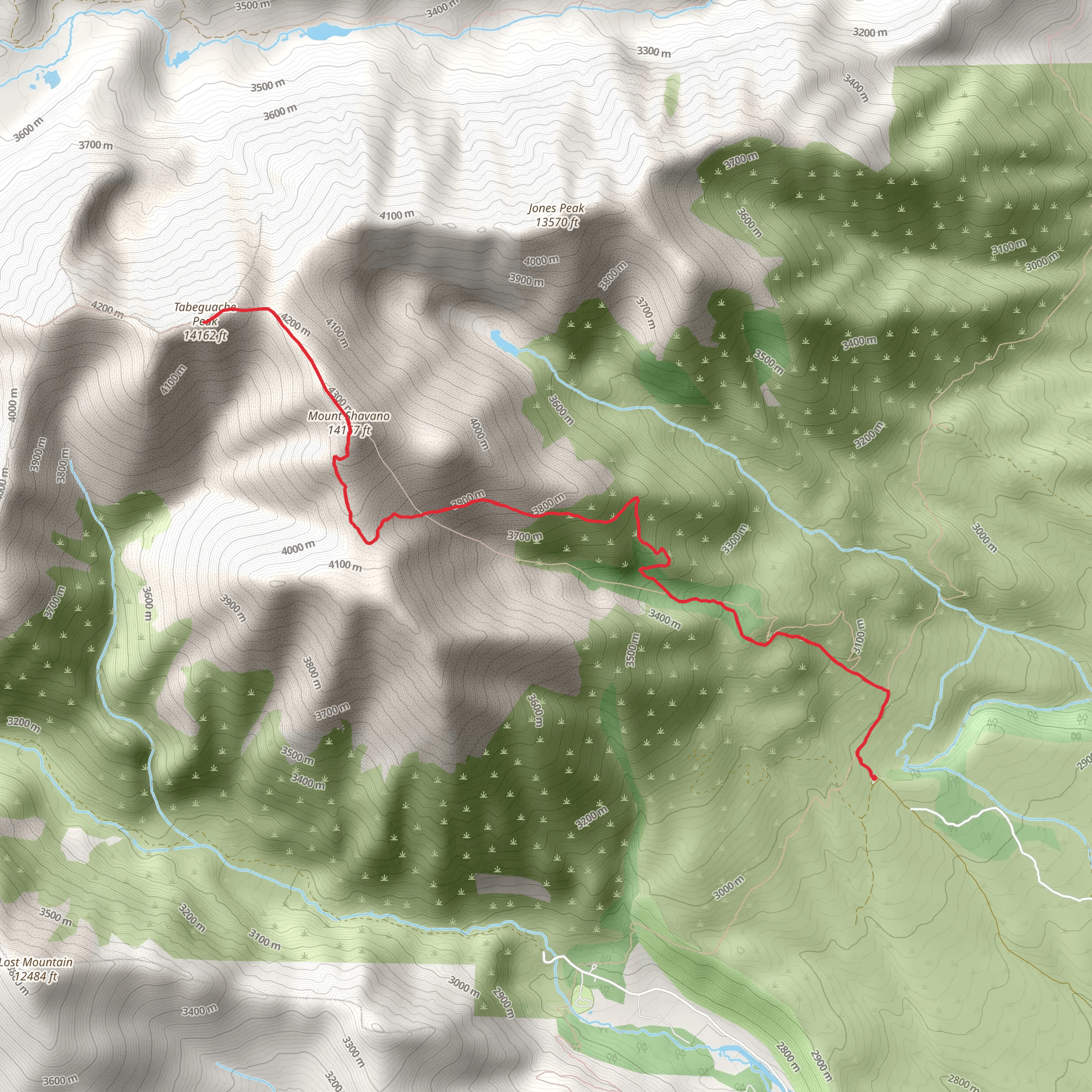 Tabeguache Peak via Mount Shavano mobile static map