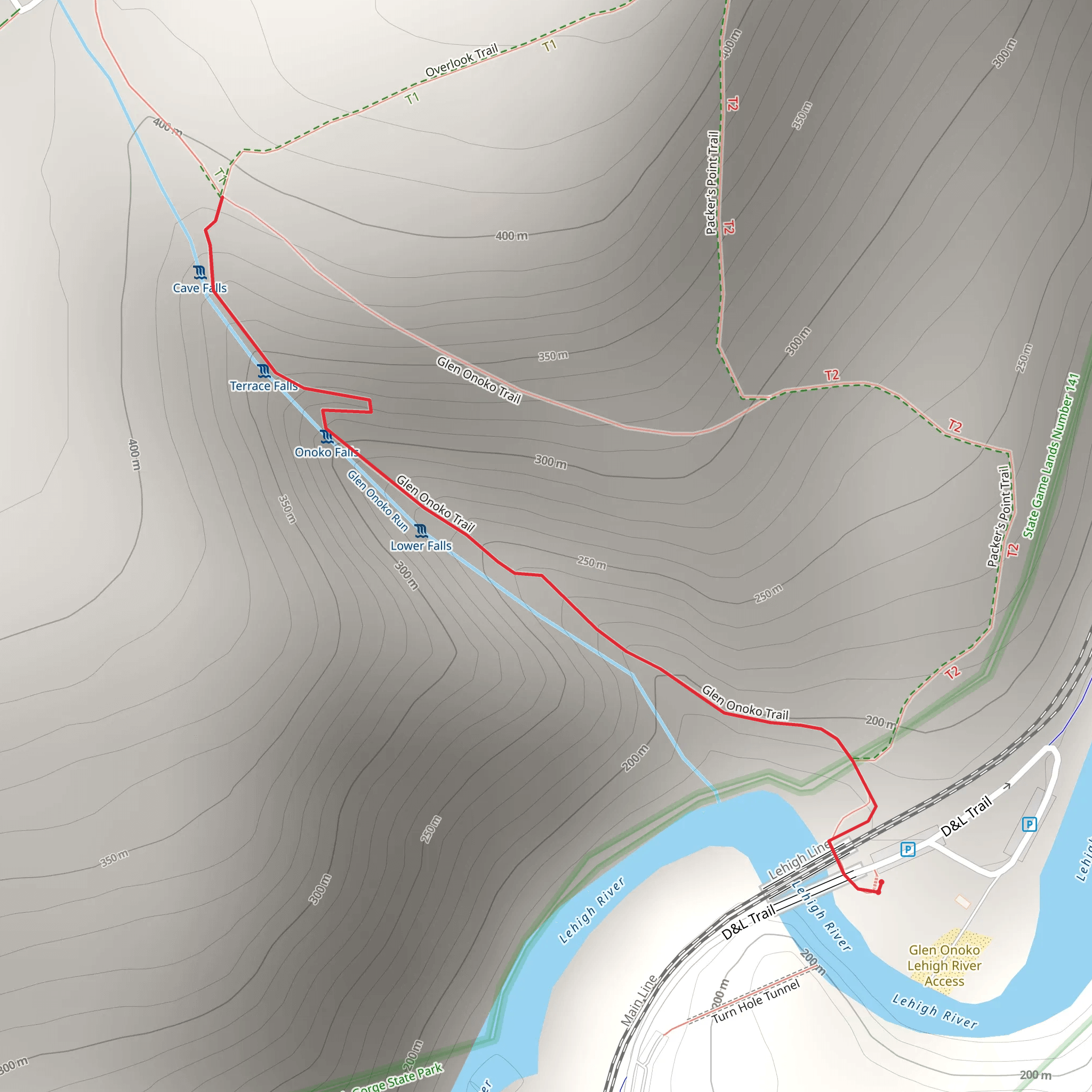 Glen Onoko Run Trail Lehigh River mobile static map