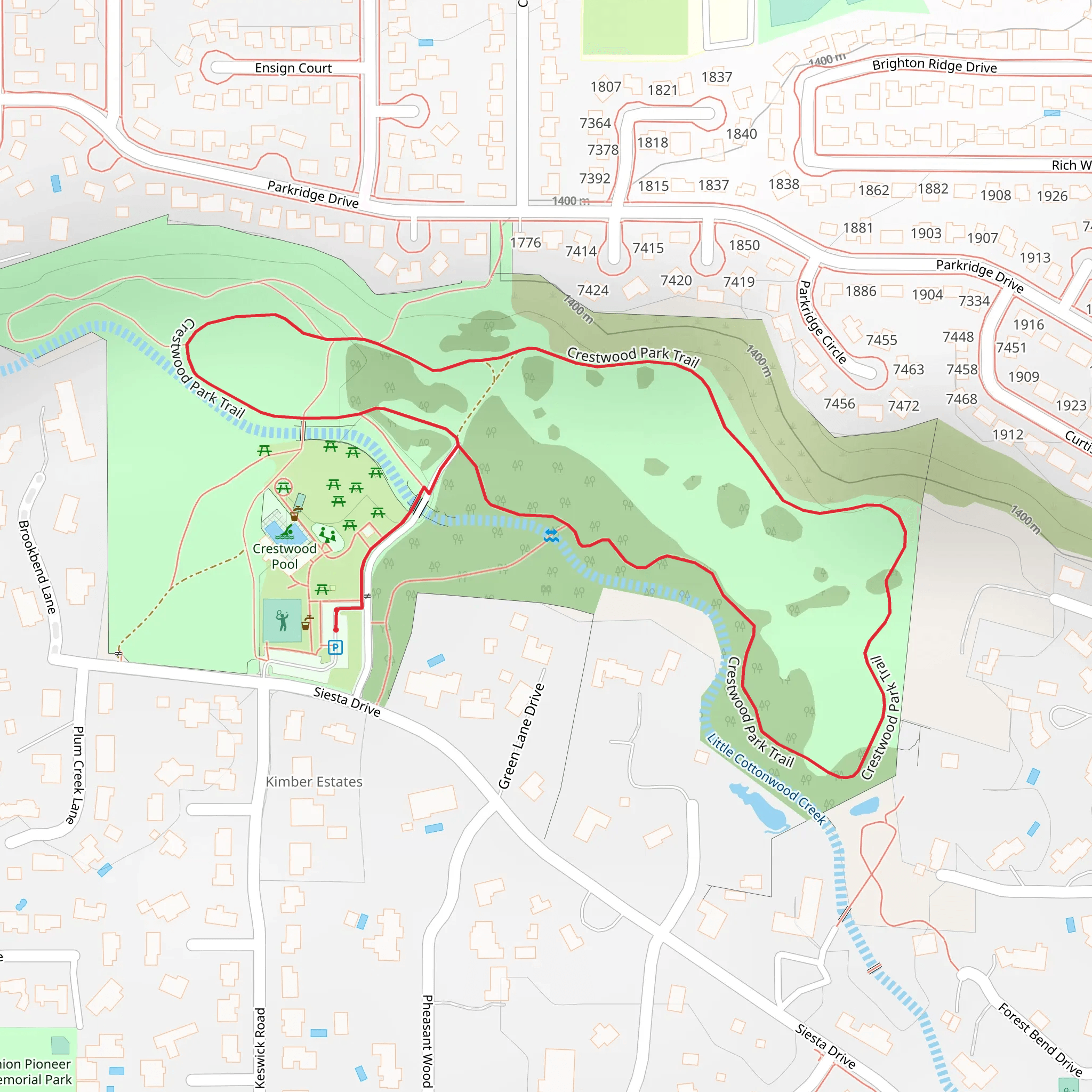 Crestwood Park Trail mobile static map