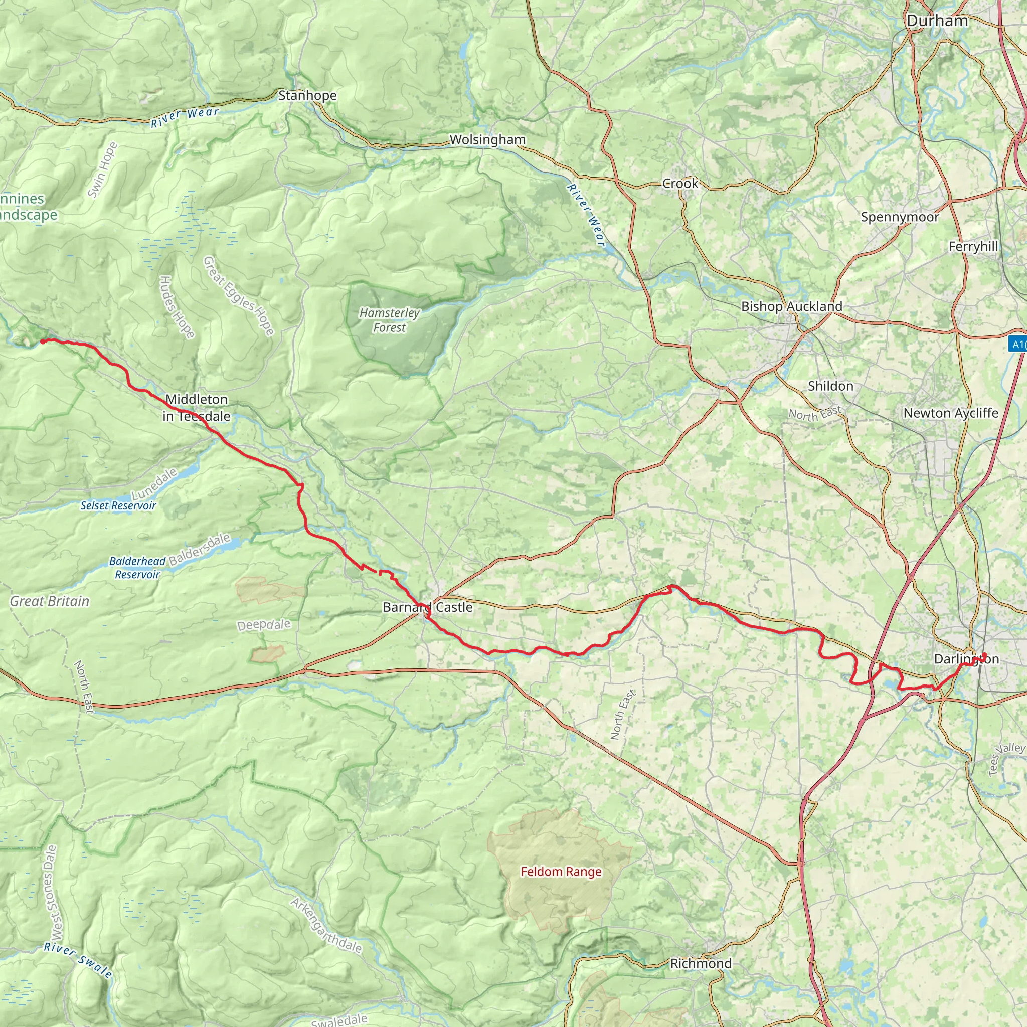 Teesdale Ultra Trail mobile static map