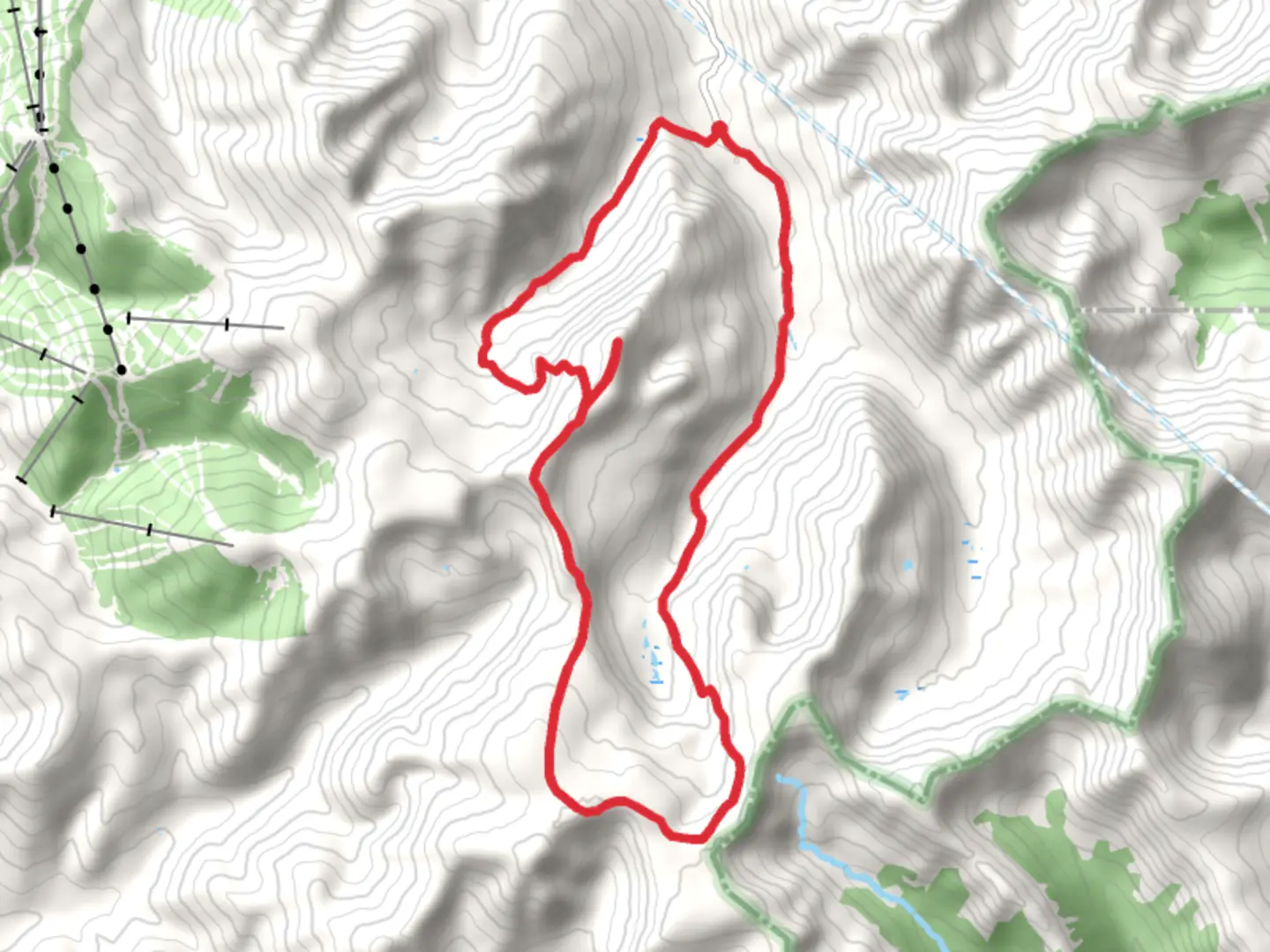An image depicting the trail Montezuma Road and Glacier Mountain Loop and its surrounding area.