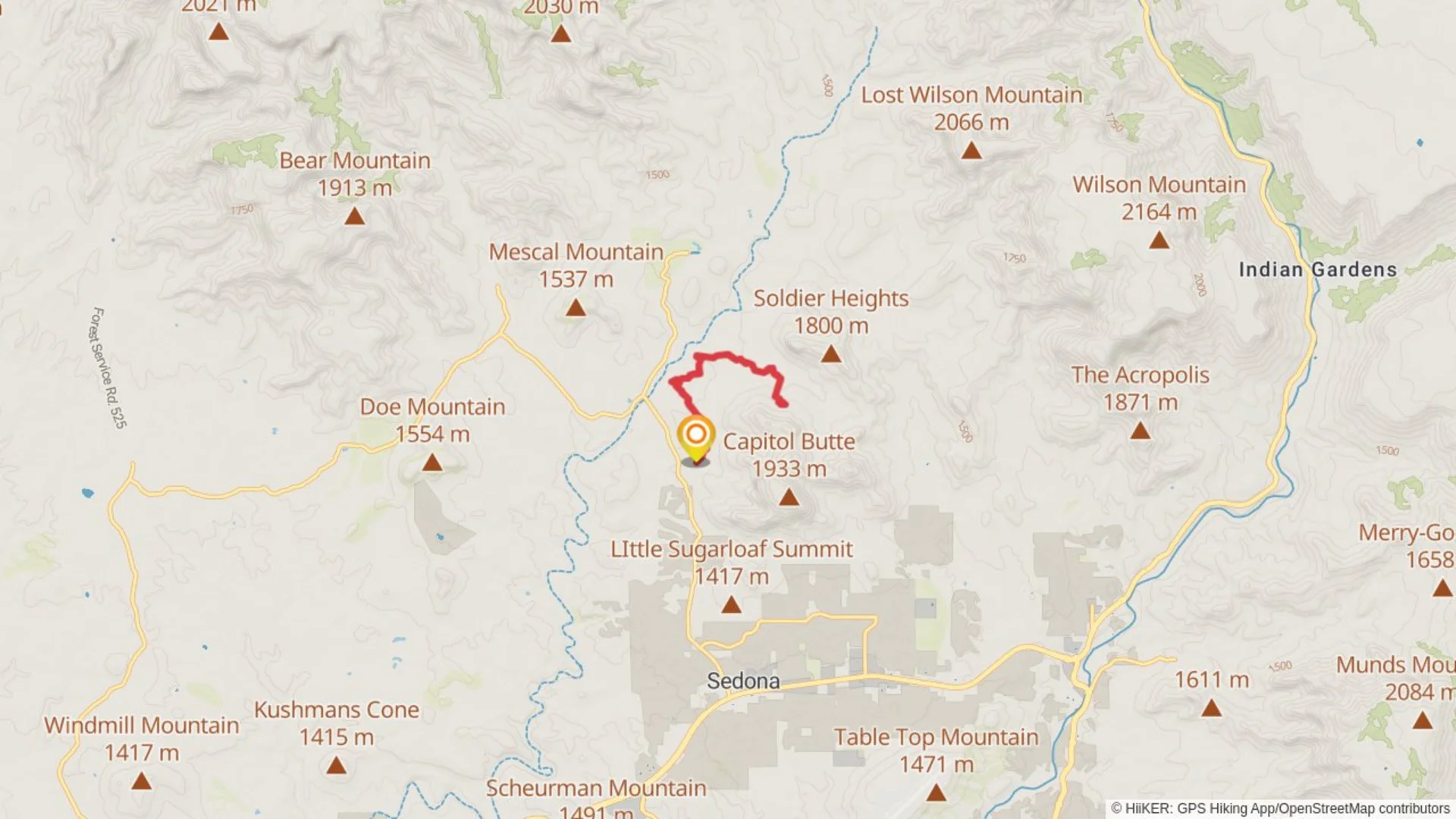 An image depicting the trail Devil's Bridge via Chuckwagon Trail and its surrounding area.