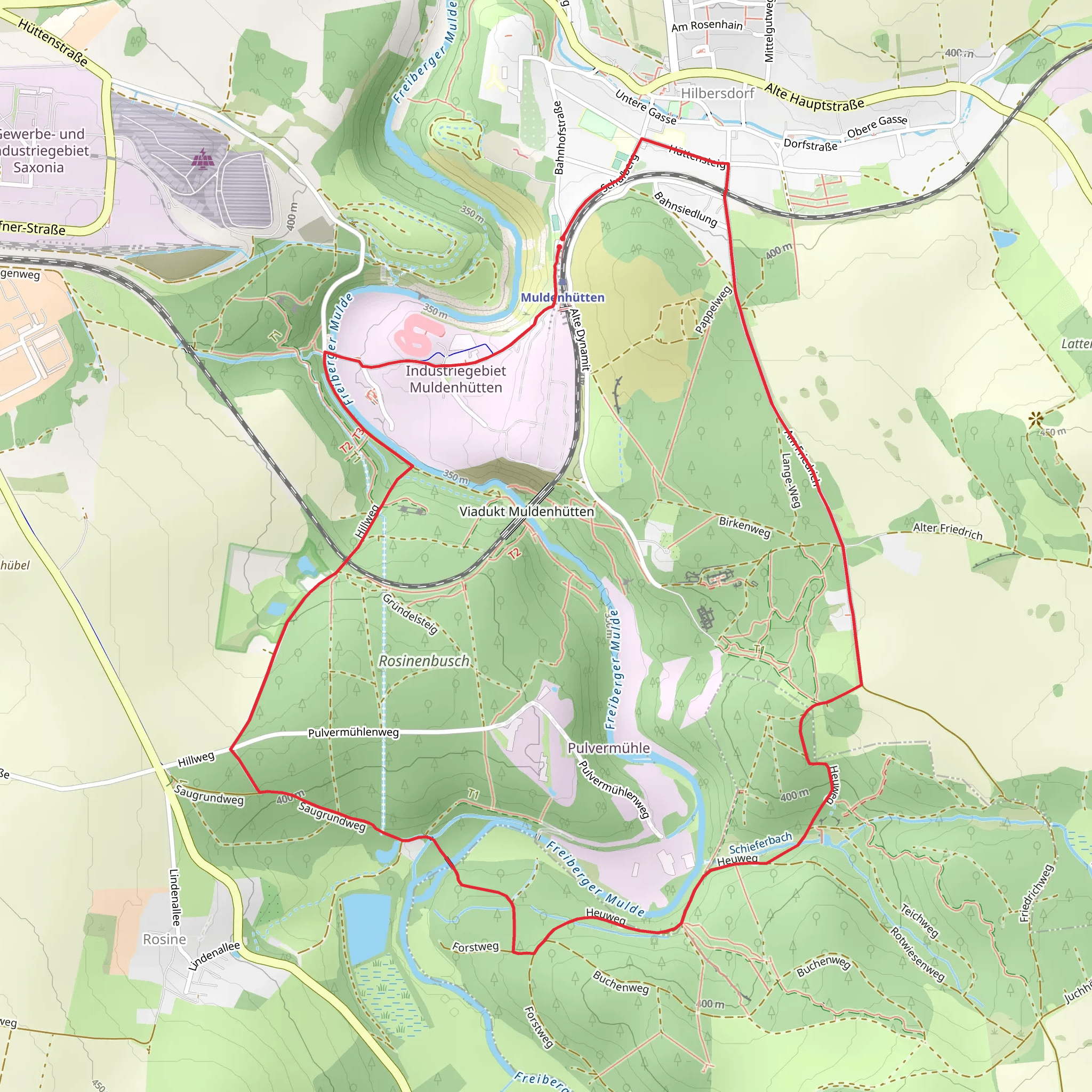 Muldenhütten and Rosinenhäuschen Loop mobile static map