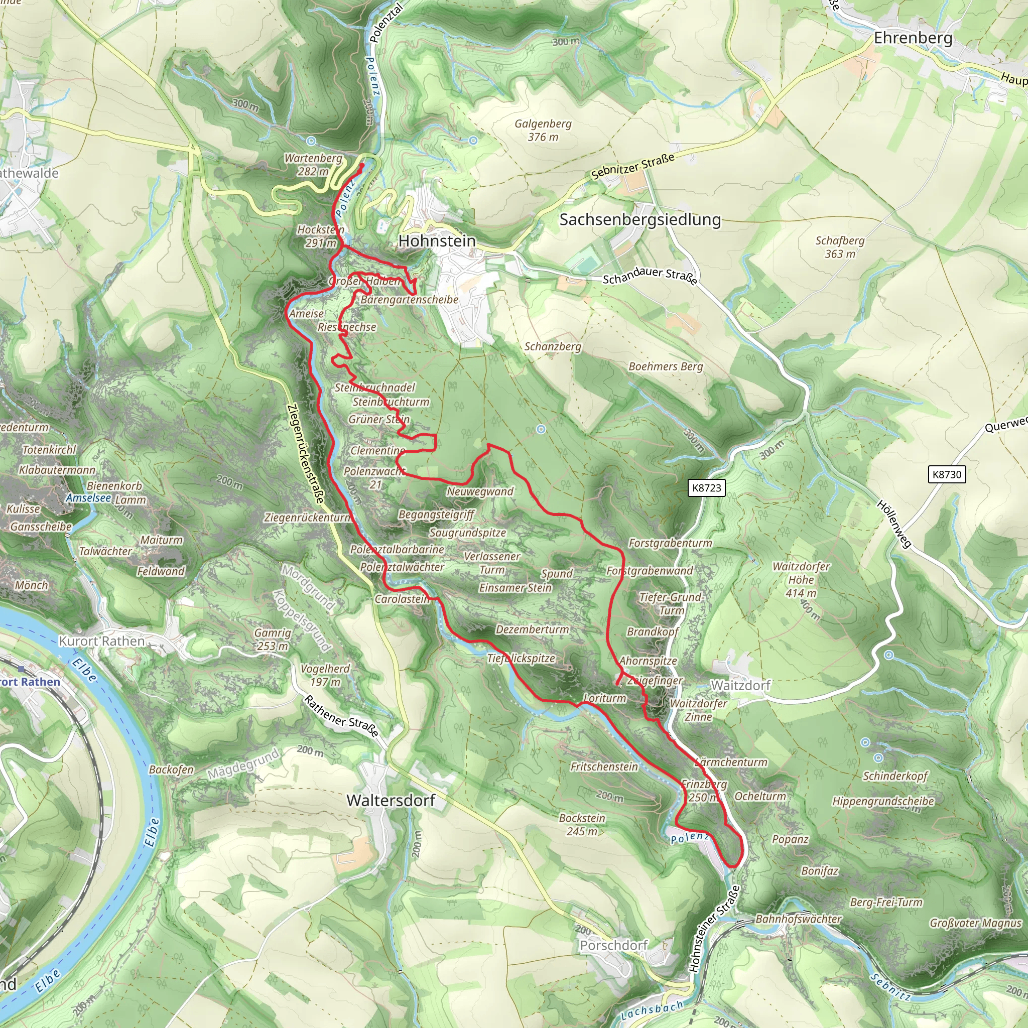 Polenz and Grosser Halben via Sebnitztalweg and Malerweg mobile static map