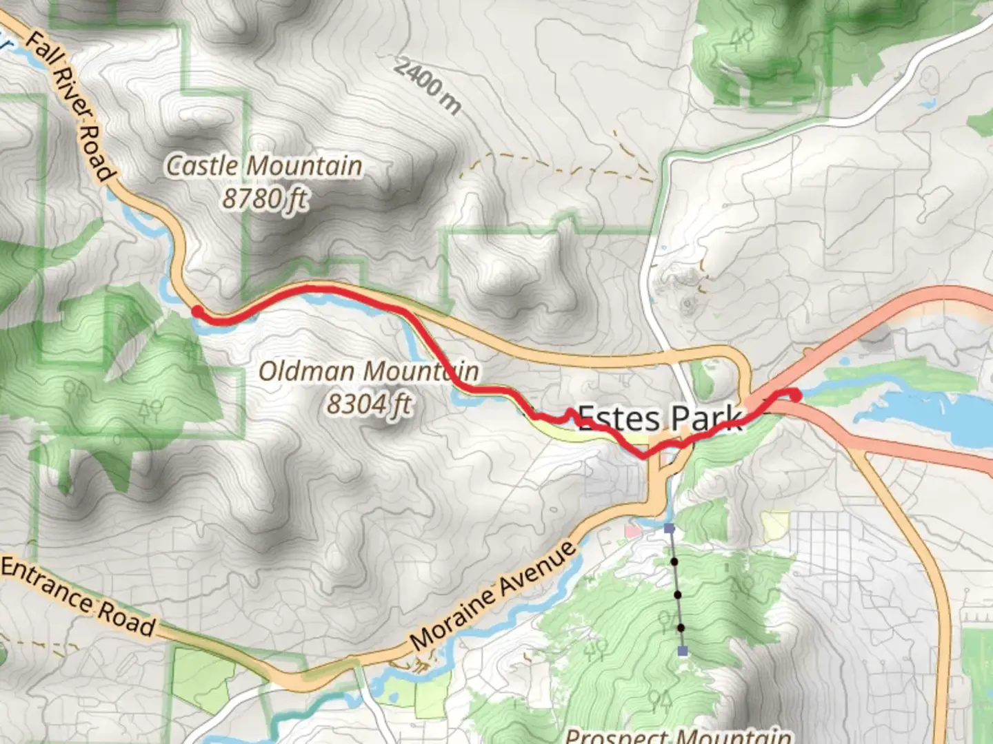 An image depicting the trail Fall River and Sensory Garden and its surrounding area.