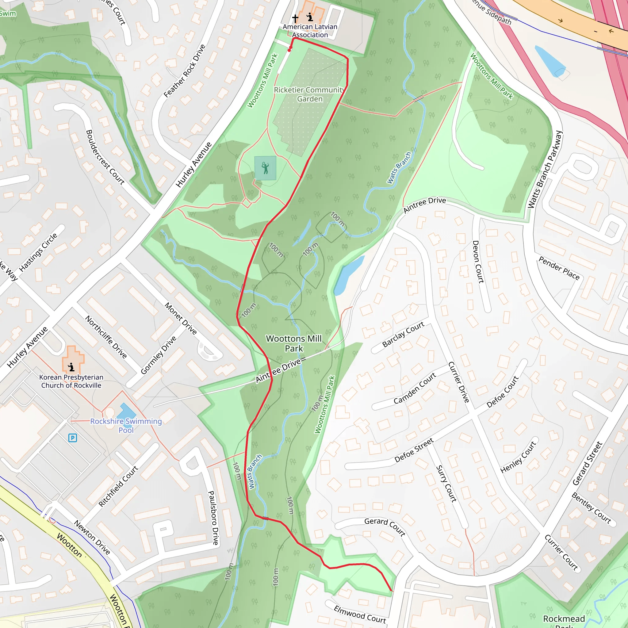 Woottons Mill Park Walk mobile static map