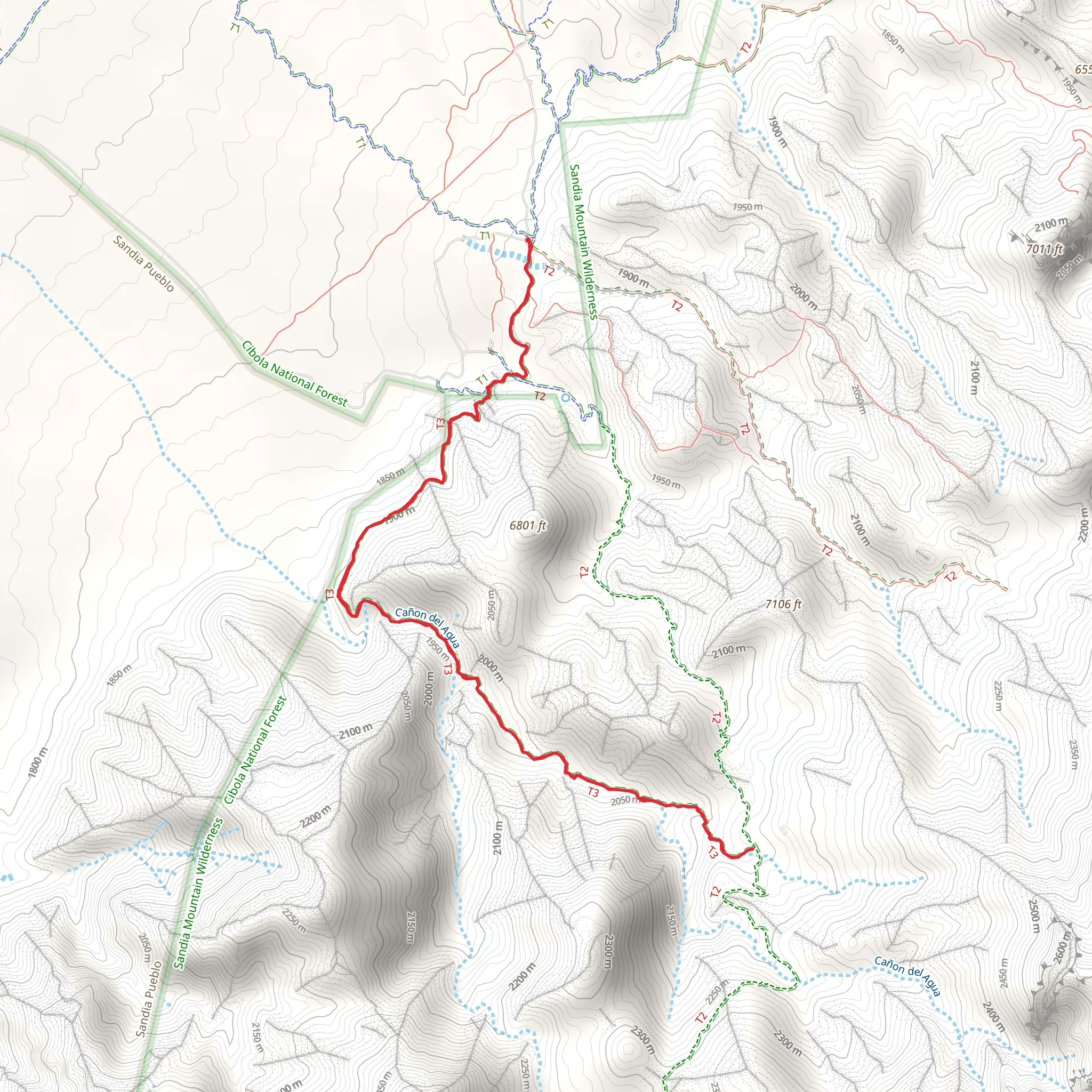 Tightrope and Del Agua Trail mobile static map