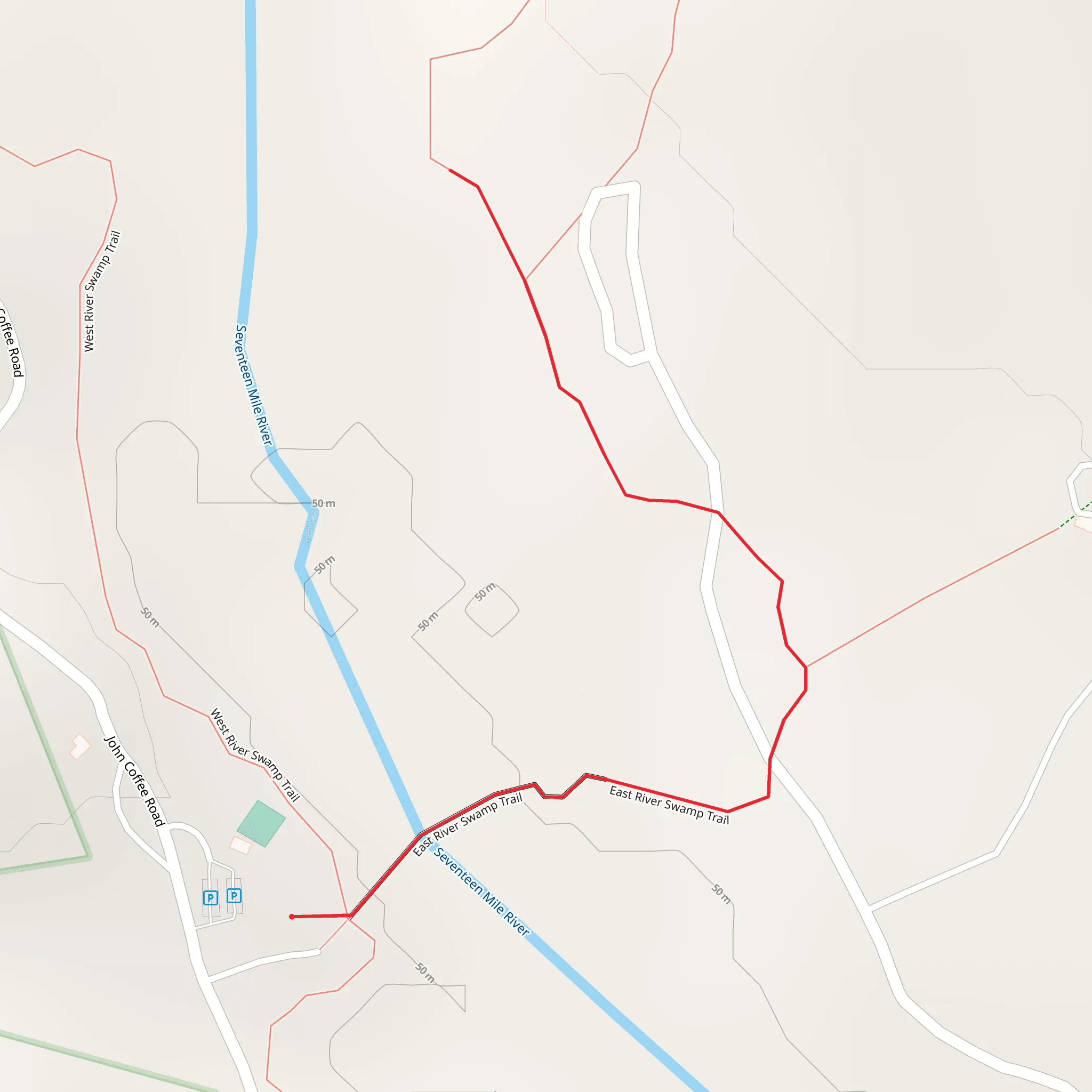 East River Swamp Trail mobile static map