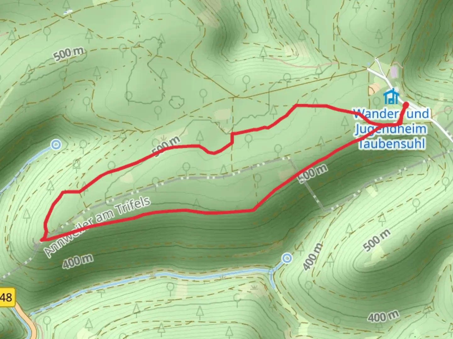 An image depicting the trail Rundwanderweg Taubensuhl Loop and its surrounding area.