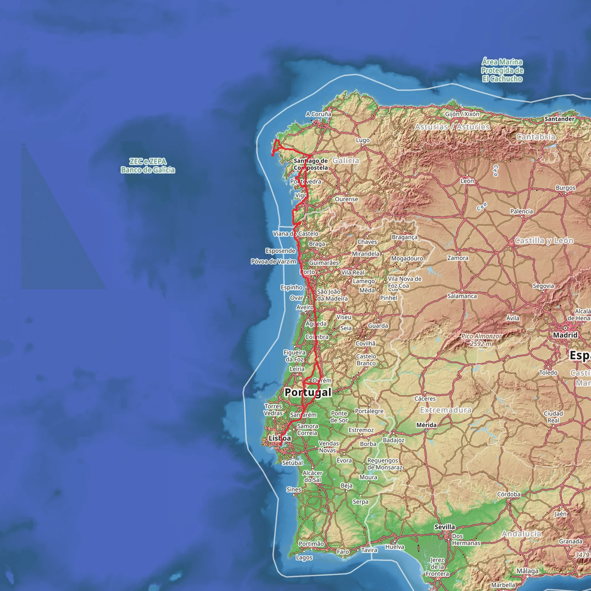 Camino Portugues da Costa mobile static map