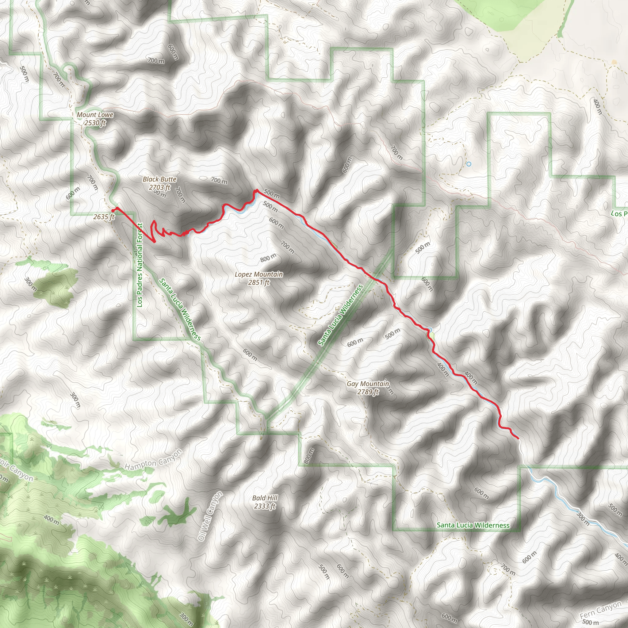 Lopez Canyon Trail mobile static map