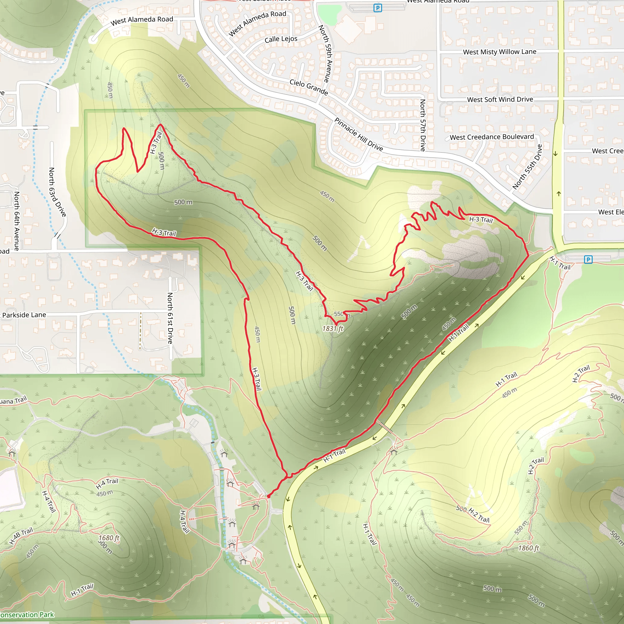 H-3 Loop Trail mobile static map